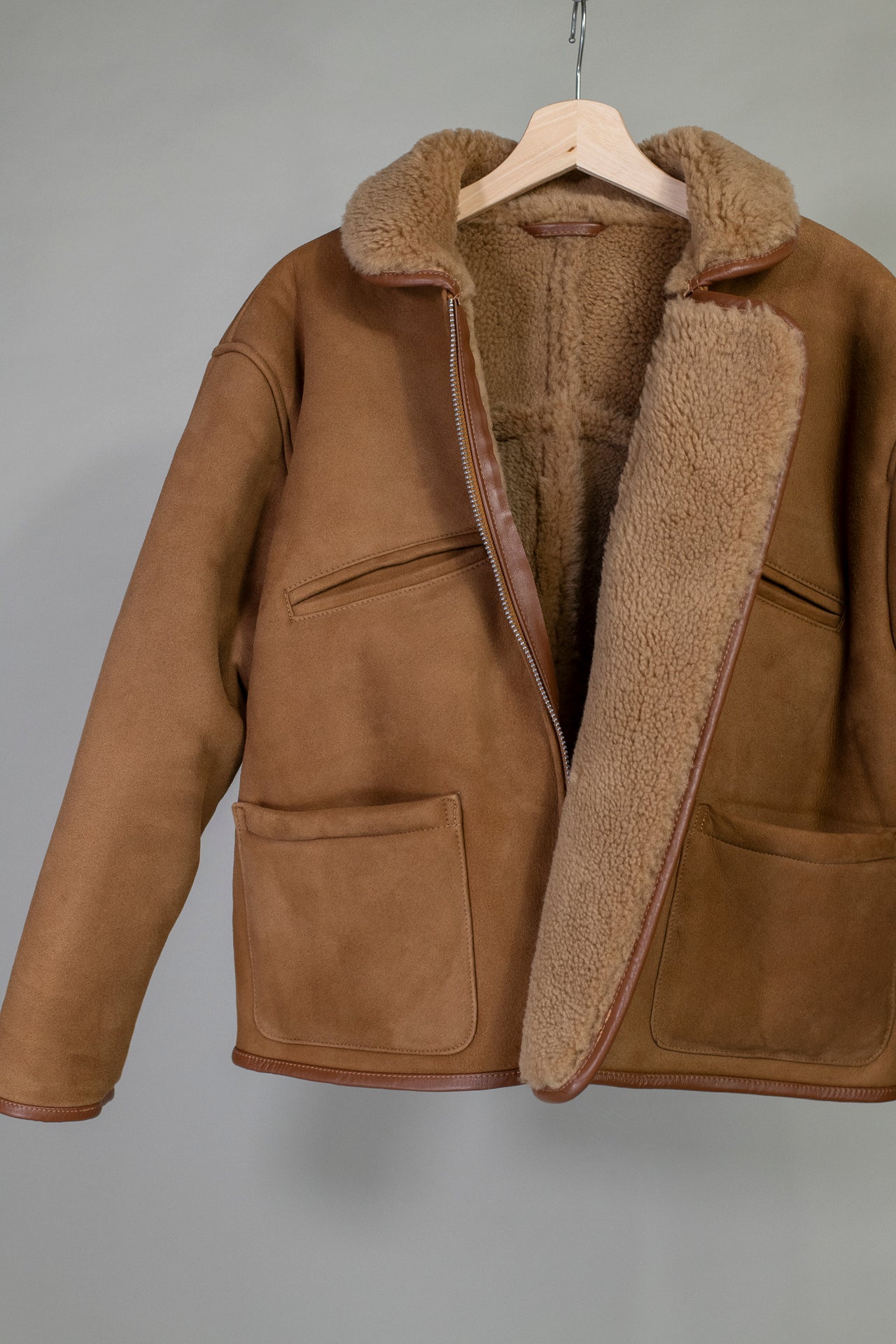 Suede Back Curly Hair Sheepskin Flying Jacket