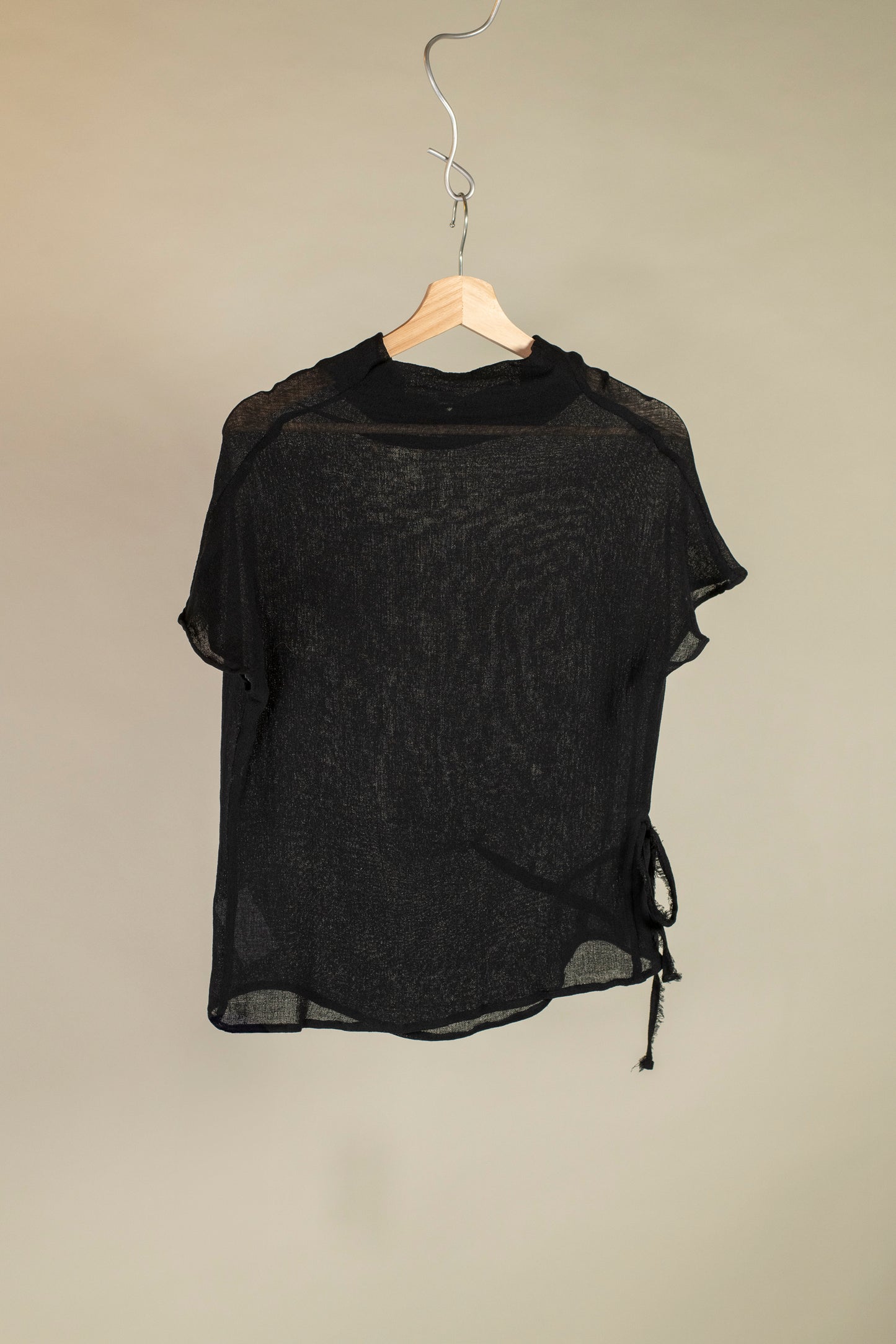drape neck top tie  (cotton/viscose)