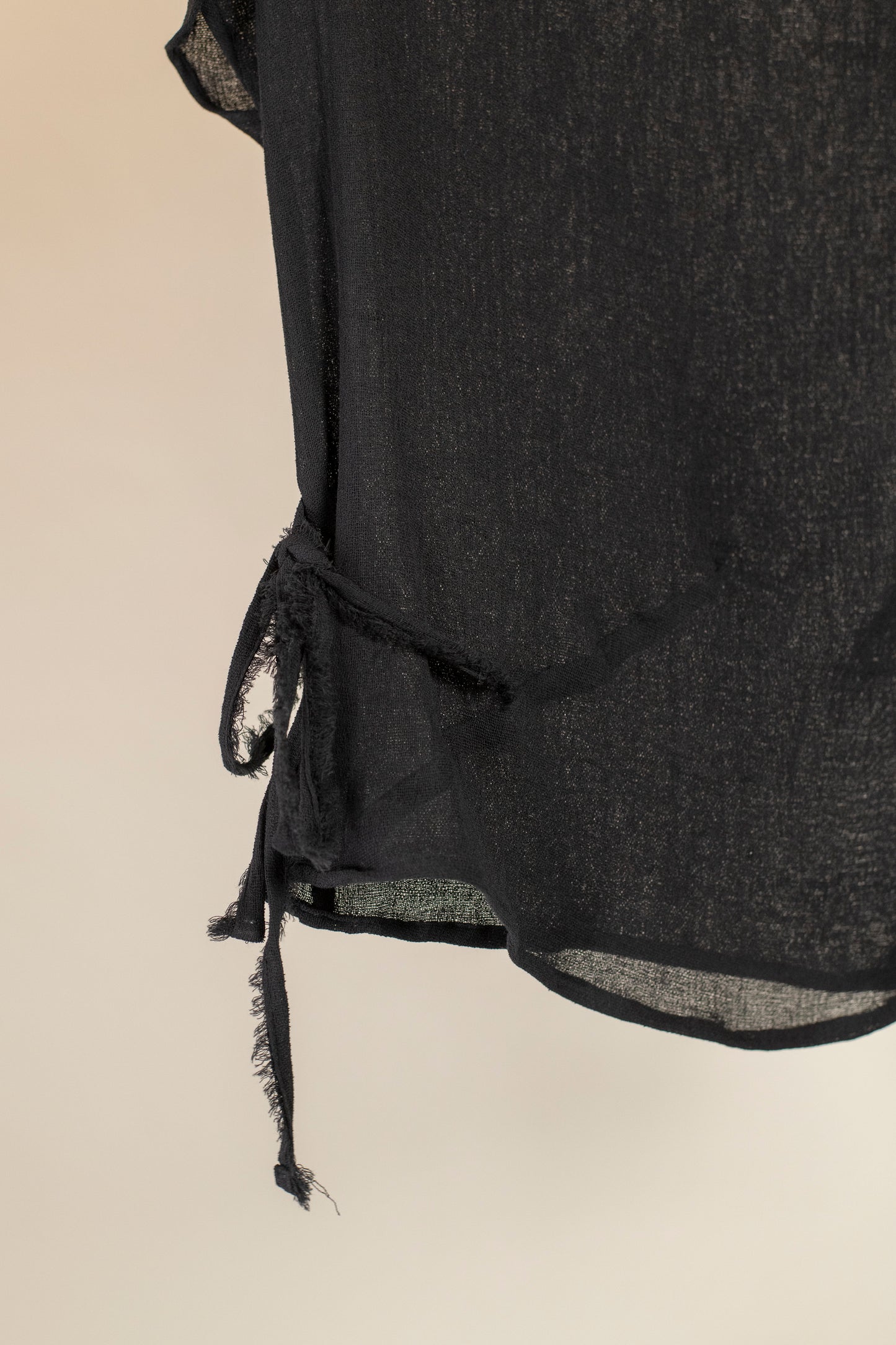 drape neck top tie  (cotton/viscose)