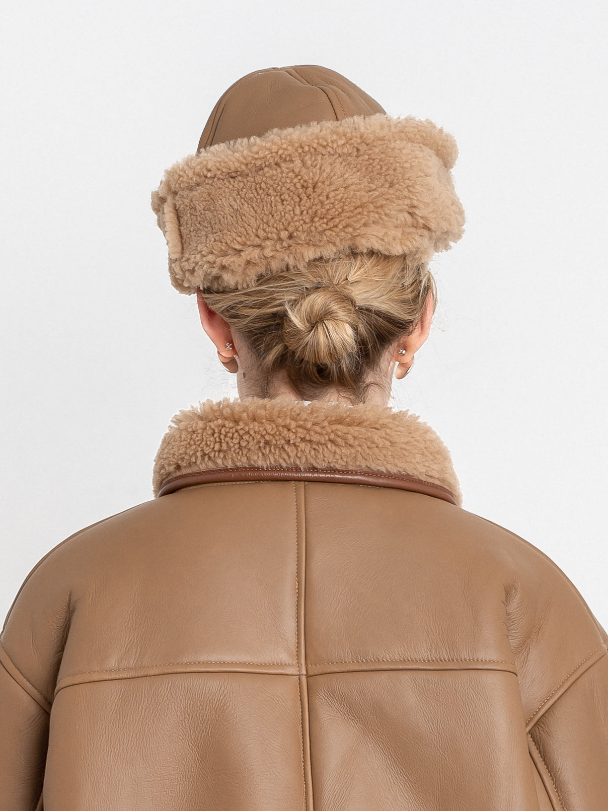 Leather Back Curly Hair Sheepskin Cap