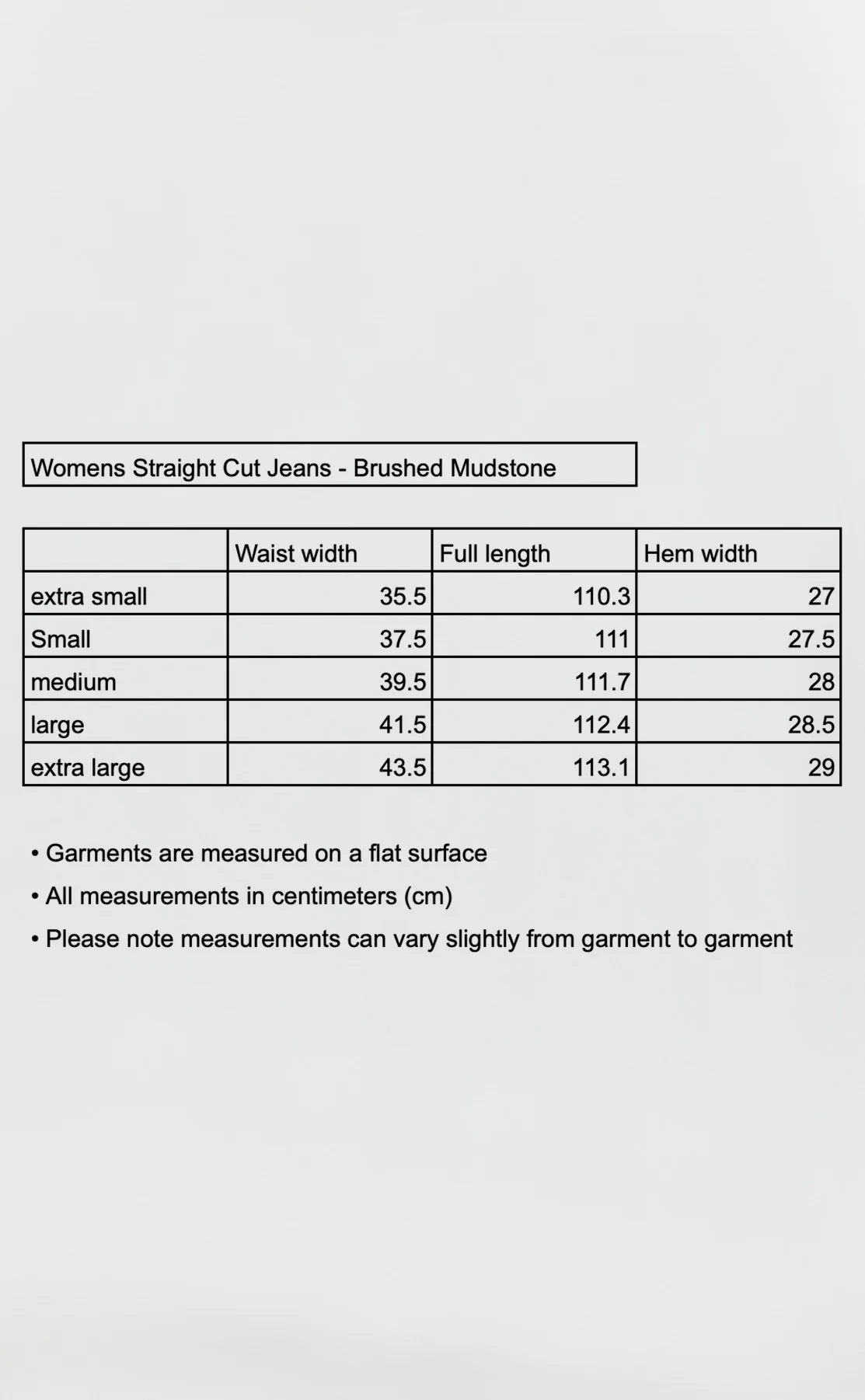 Womens Straight Cut Jeans