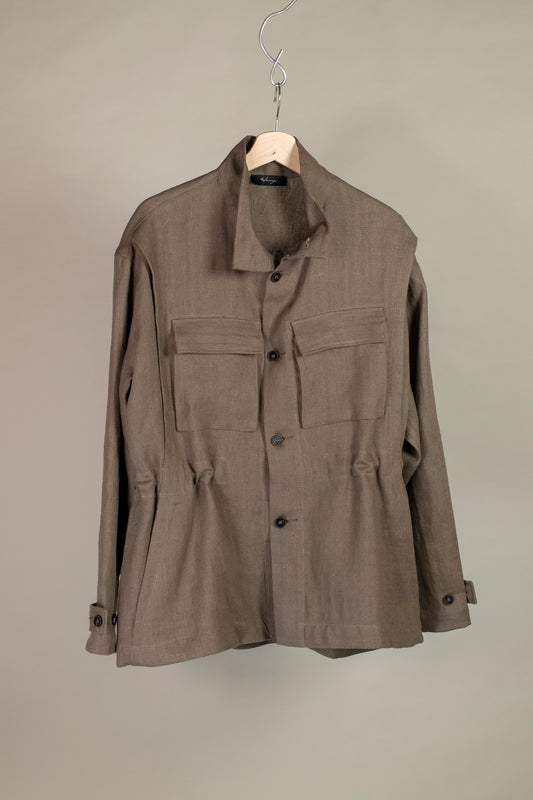 Front view of Wanze men's natural field jacket in brown