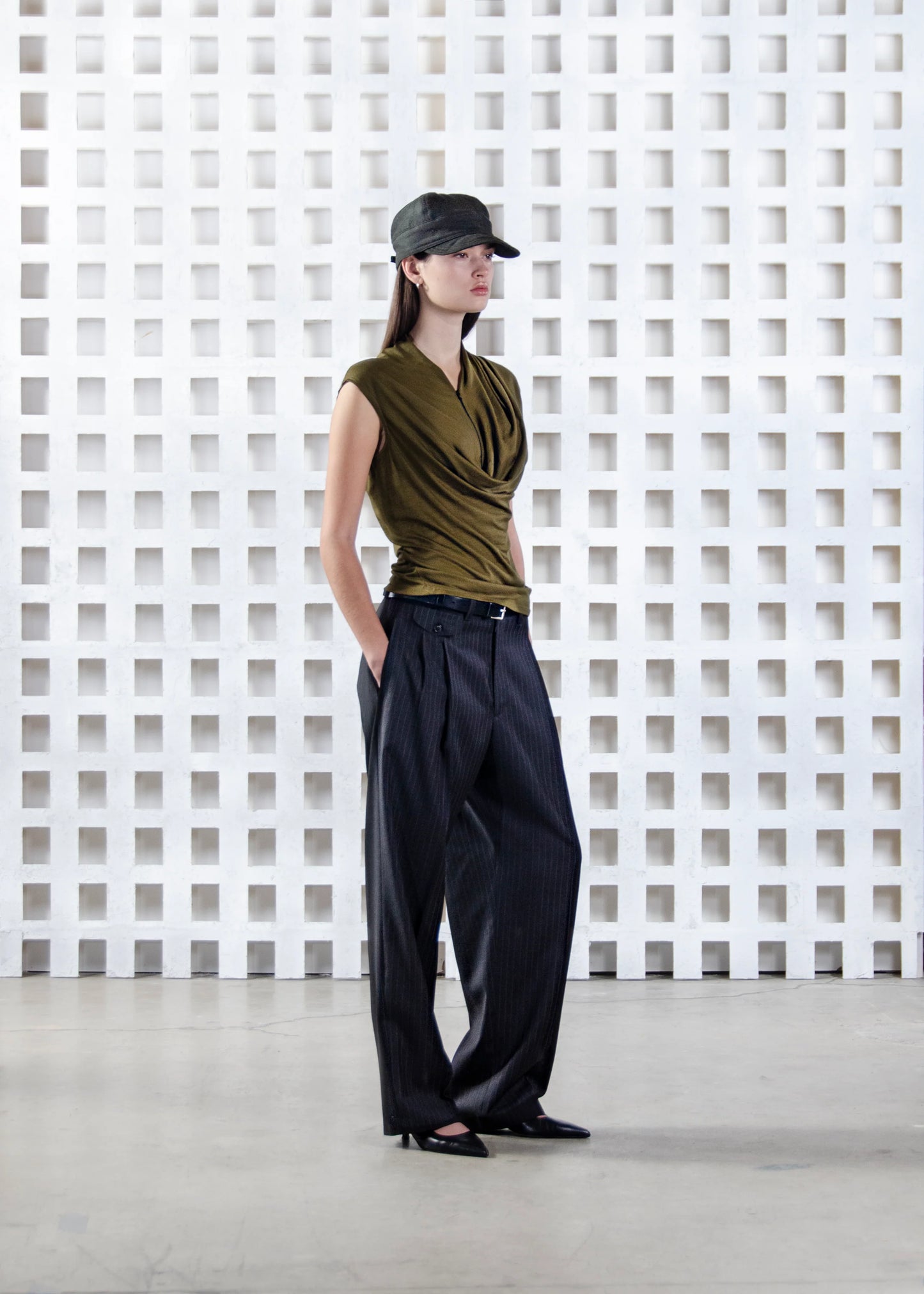 Cowl Neck Drape Tank- Merino Wool