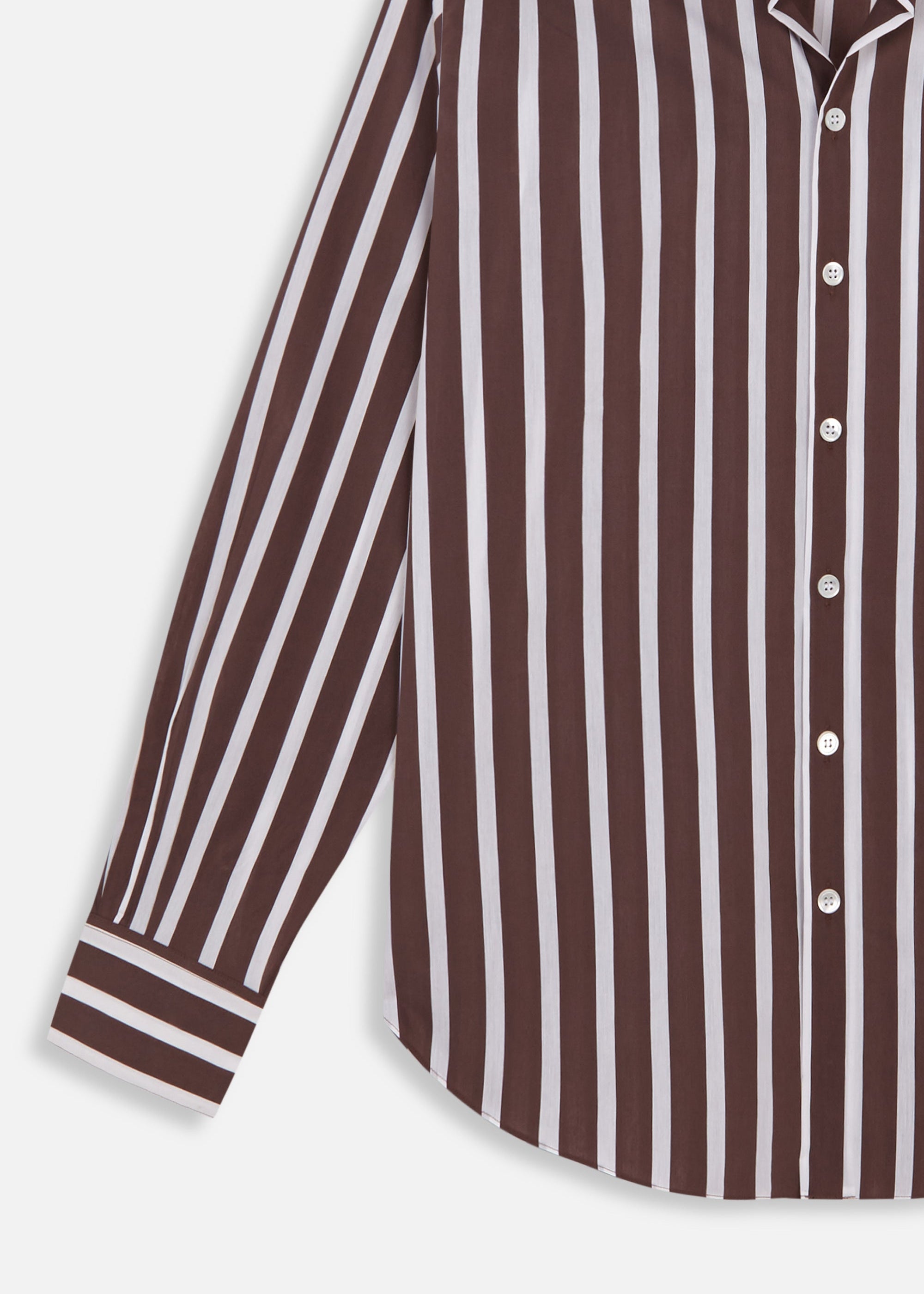 Camisas Manolo Brown White Stripes Normal Shirt
