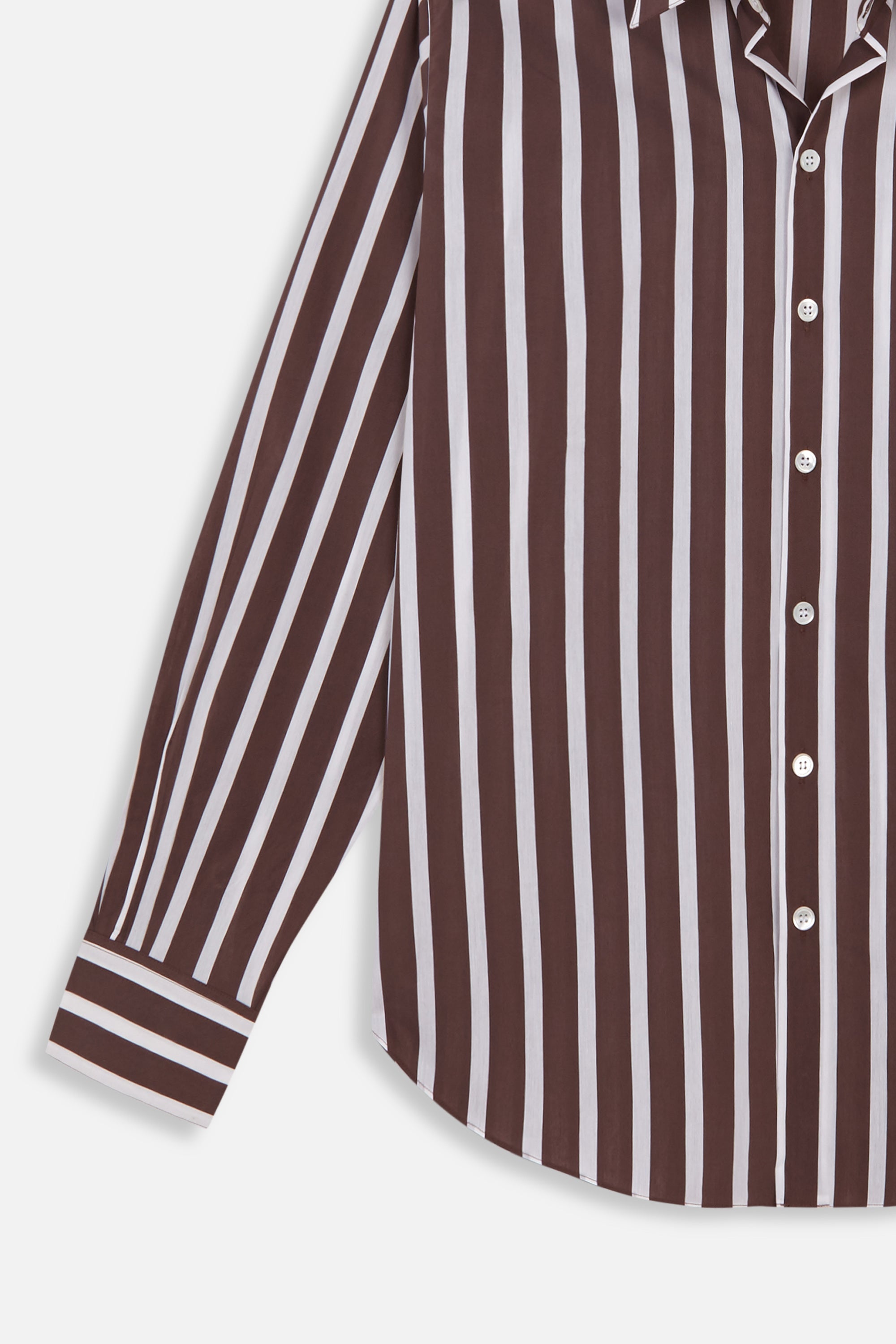 Camisas Manolo Brown White Stripes Normal Shirt