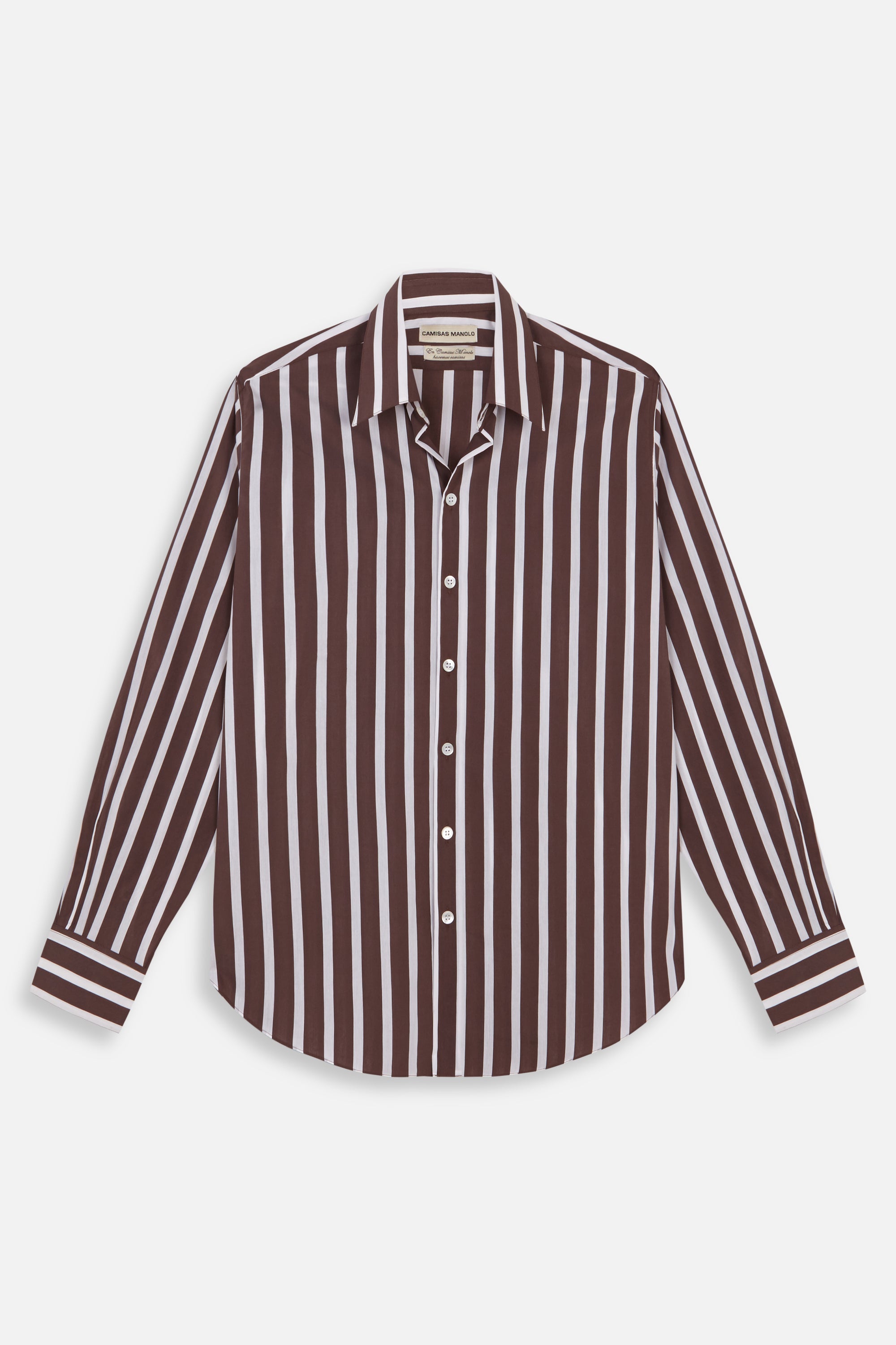Camisas Manolo Brown White Stripes Normal Shirt