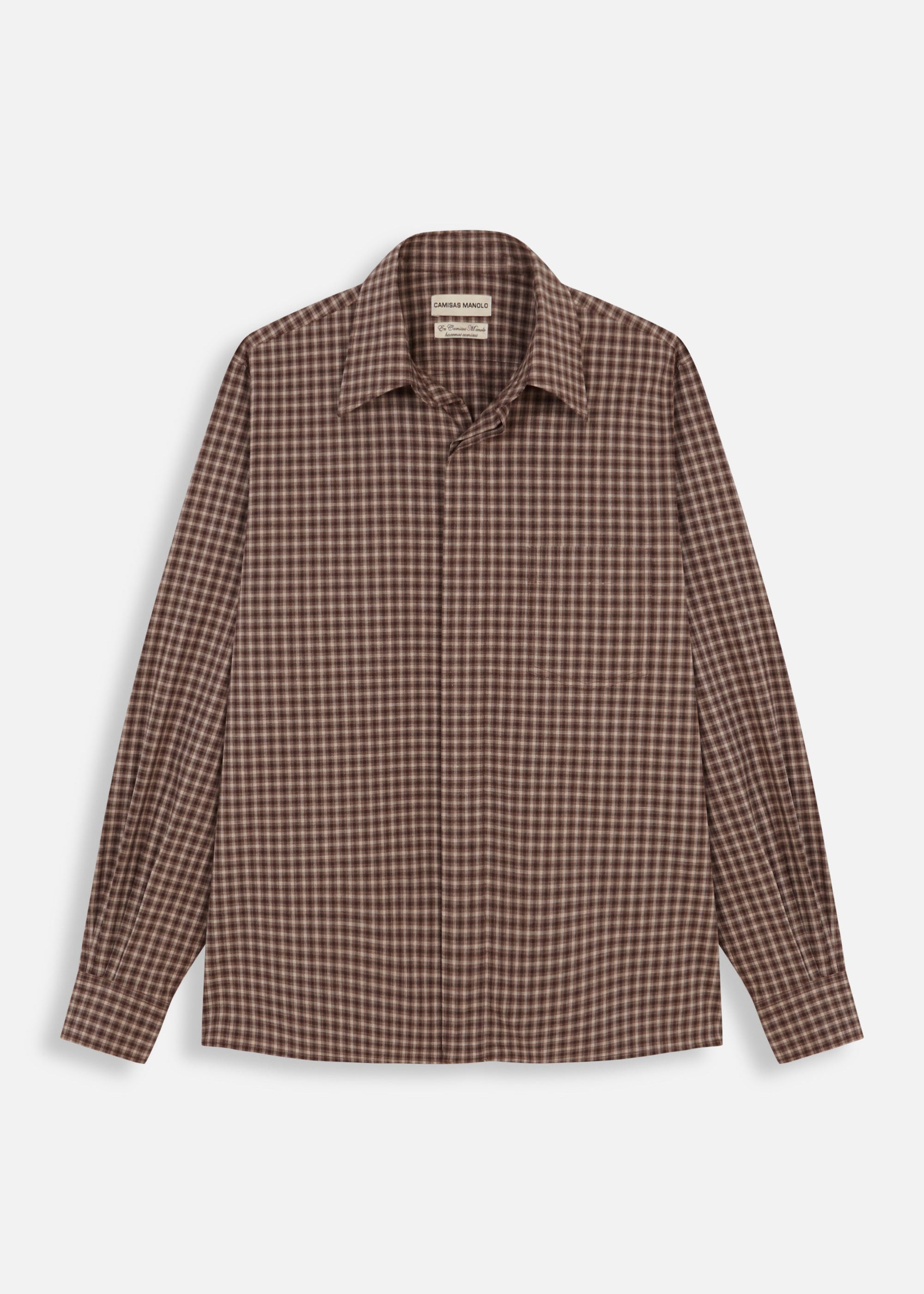 Camisas Manolo Brown Camel Checks Campo Shirt