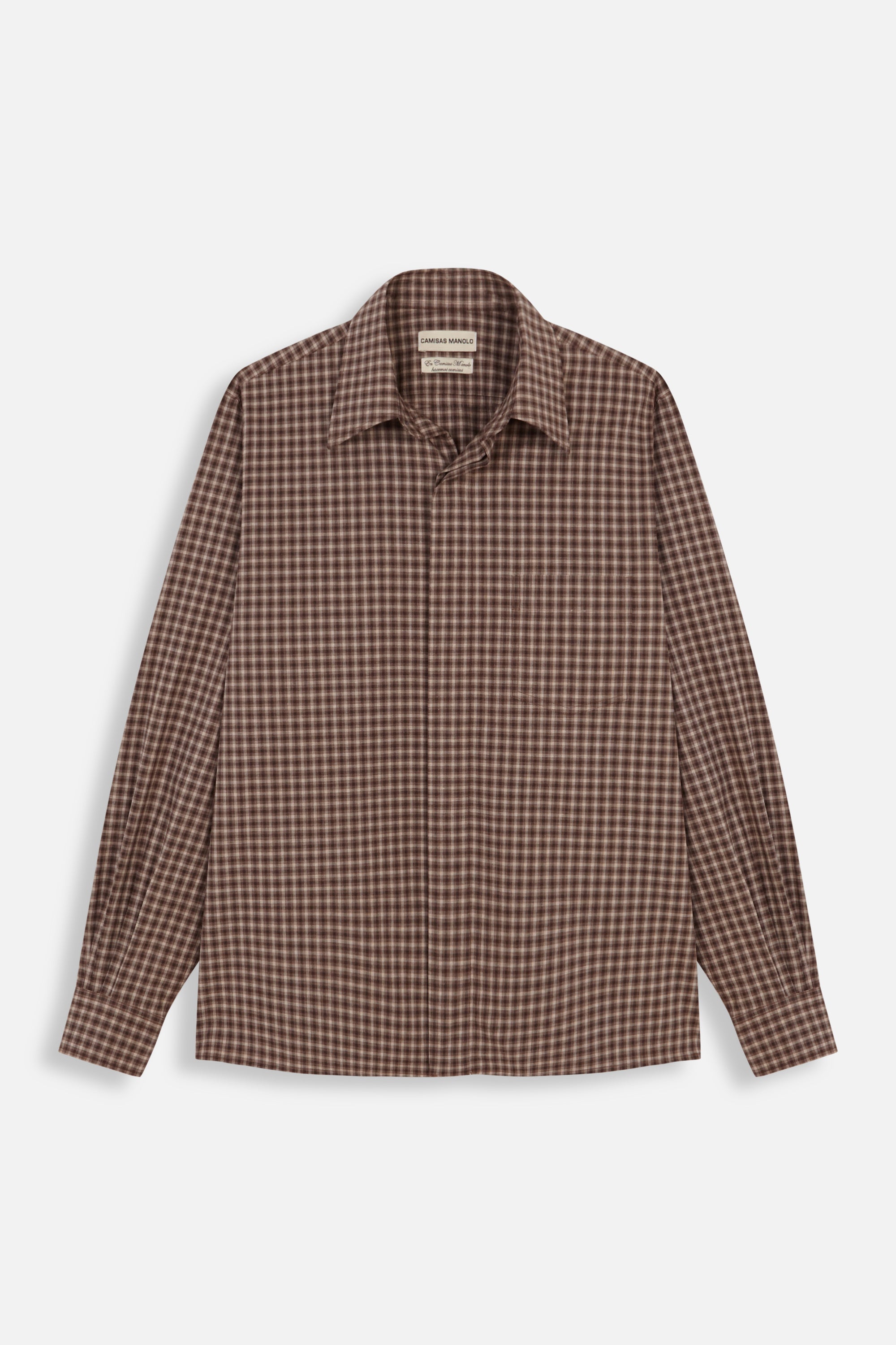 Camisas Manolo Brown Camel Checks Campo Shirt