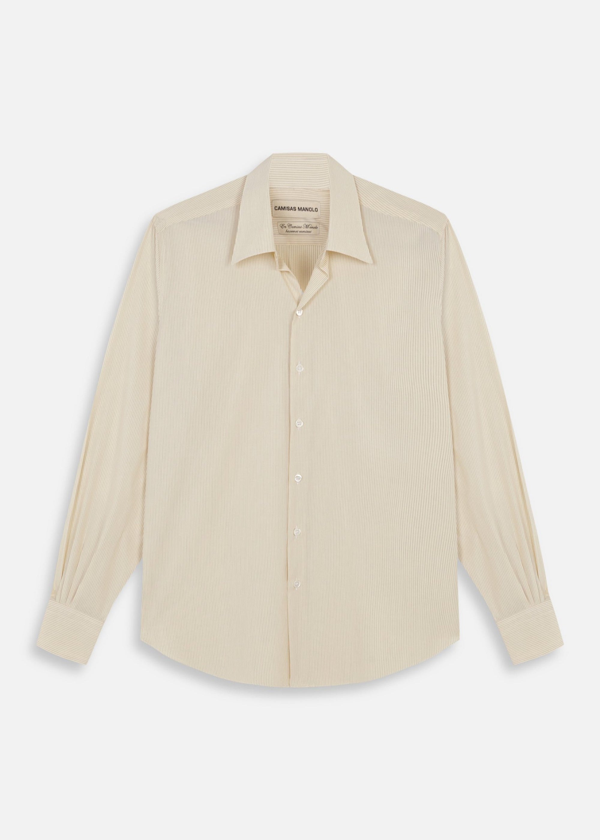 Camisas Manolo Pale Yellow Black Stripes Normal Shirt