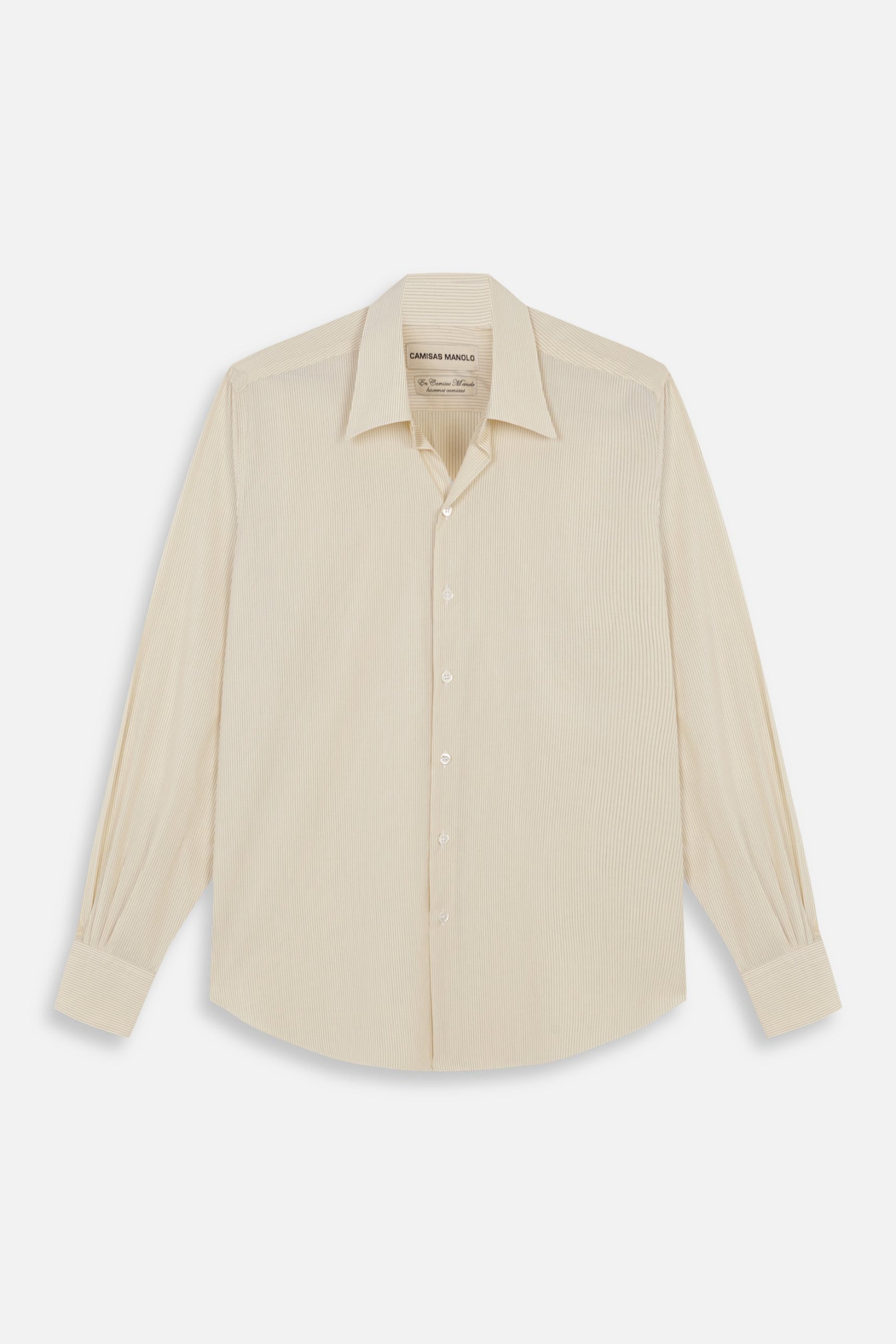 Camisas Manolo Pale Yellow Black Stripes Normal Shirt