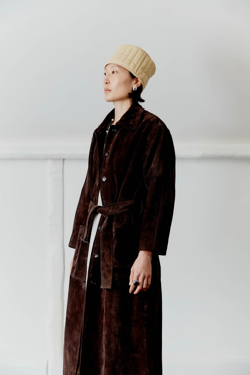 Calf Suede Long Womens Quinn coat