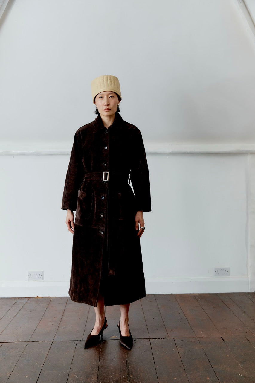 Calf Suede Long Womens Quinn coat