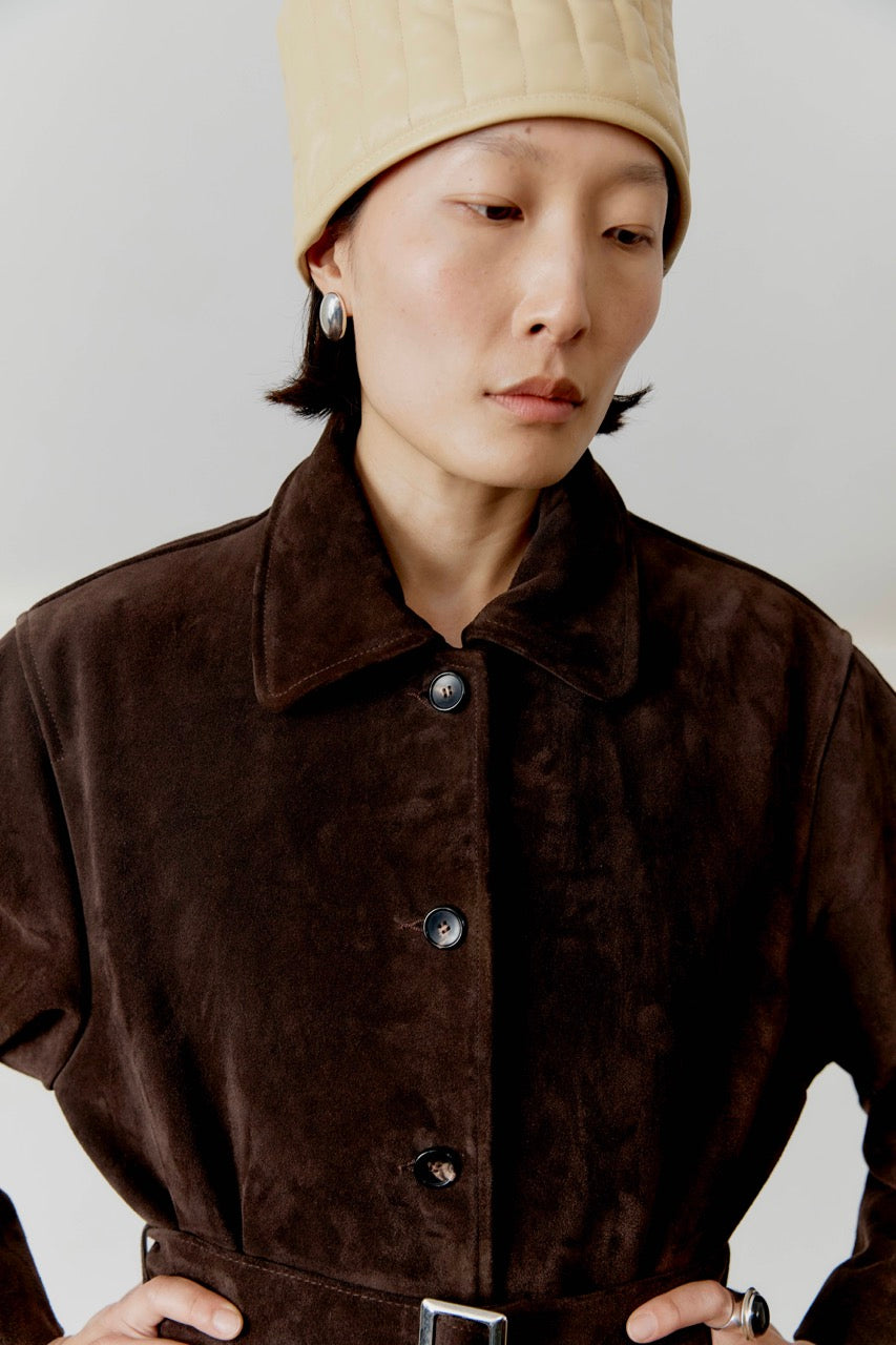 Calf Suede Long Womens Quinn coat