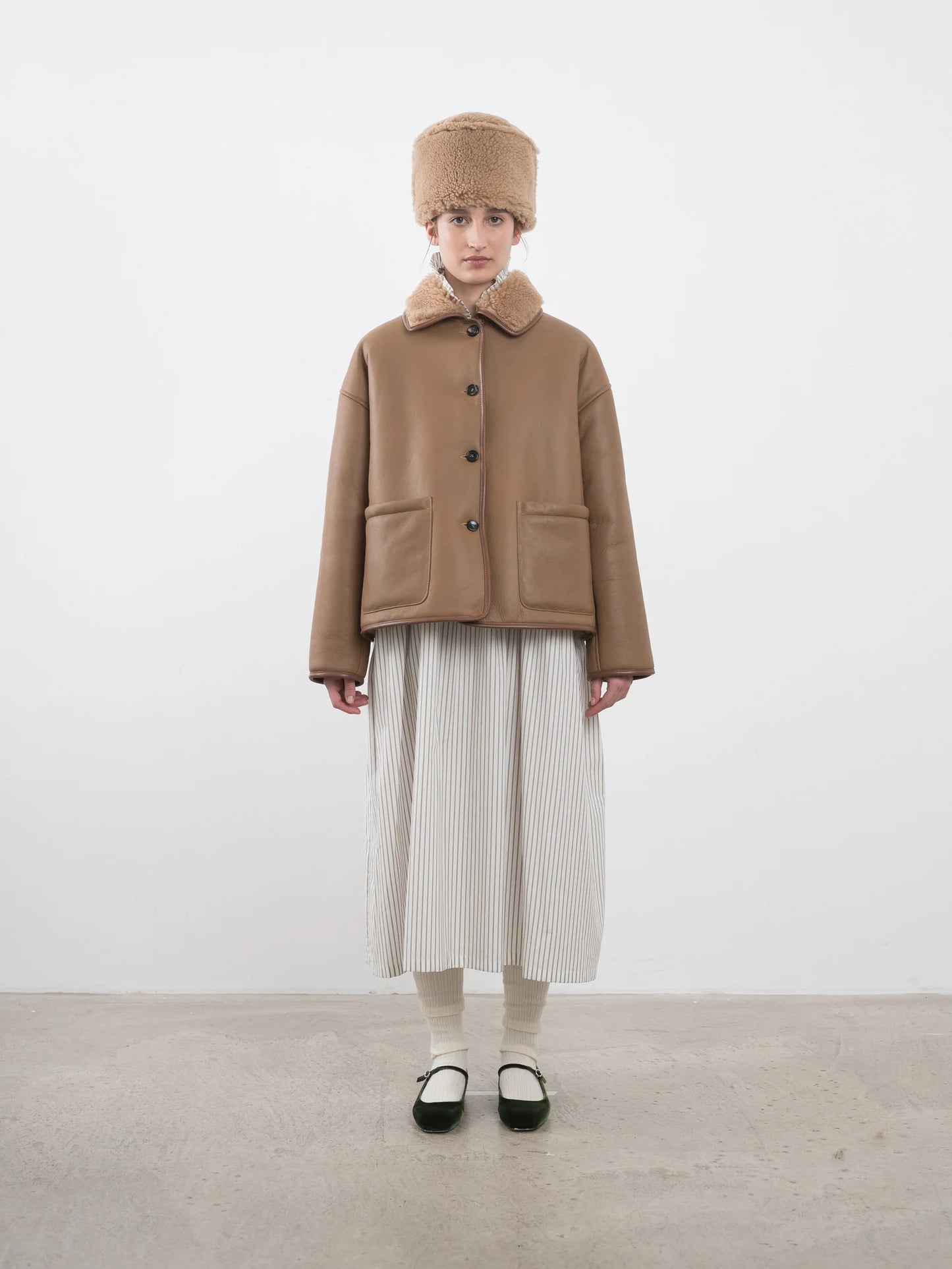 Leather Back Curly Sheepskin Avis Jacket