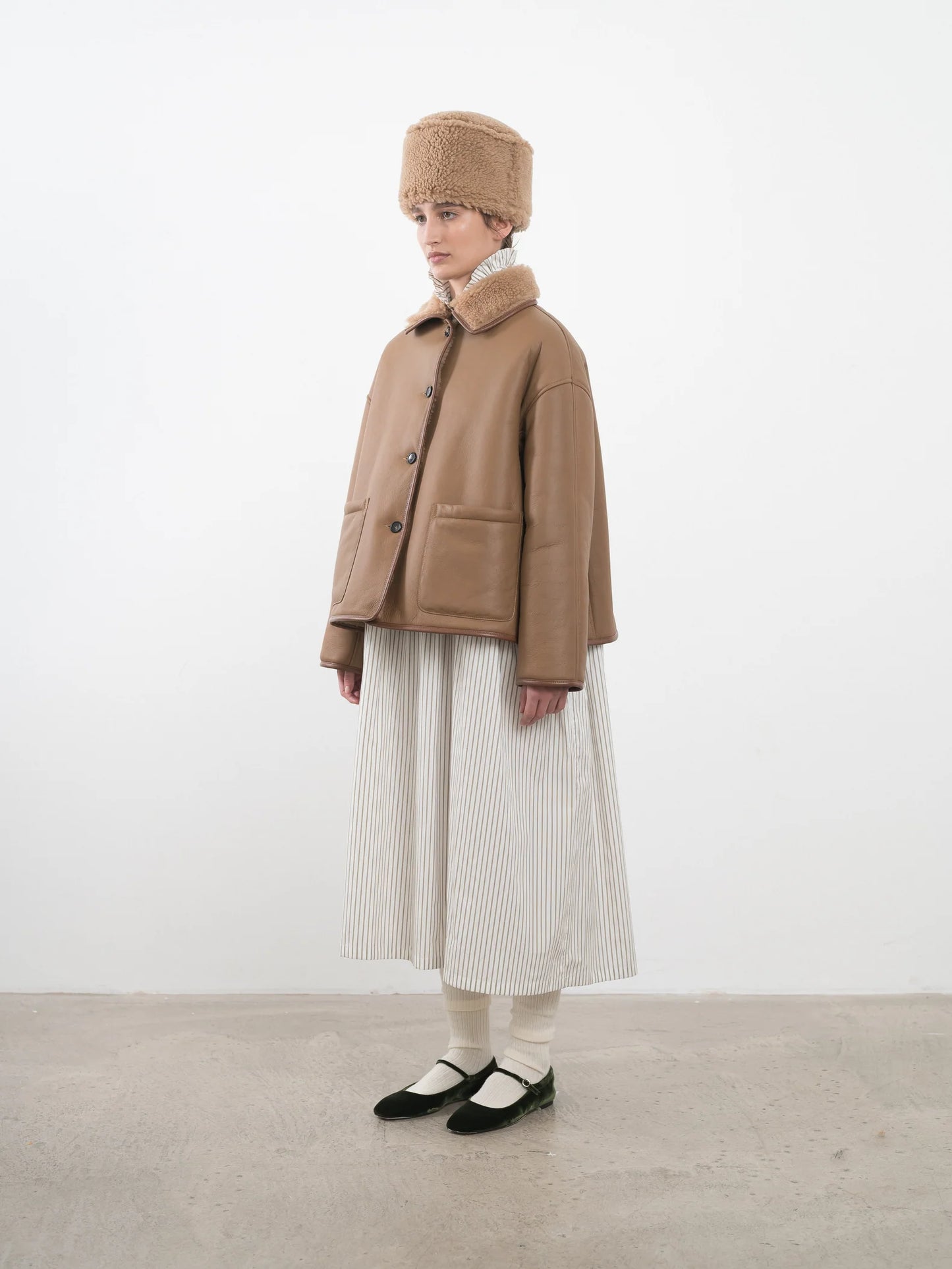 Leather Back Curly Sheepskin Avis Jacket