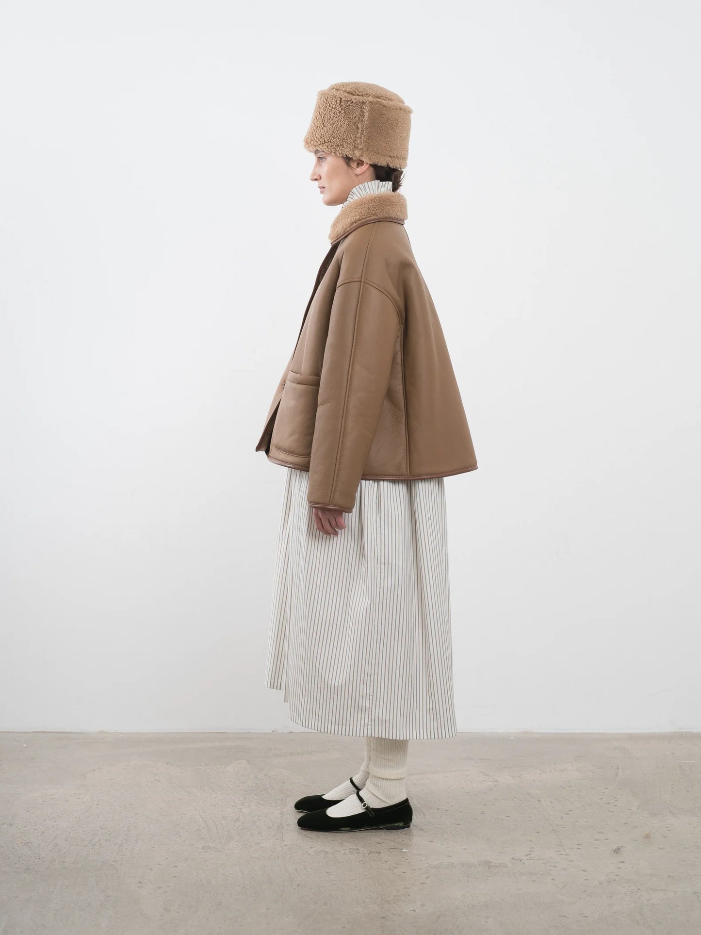 Leather Back Curly Sheepskin Avis Jacket