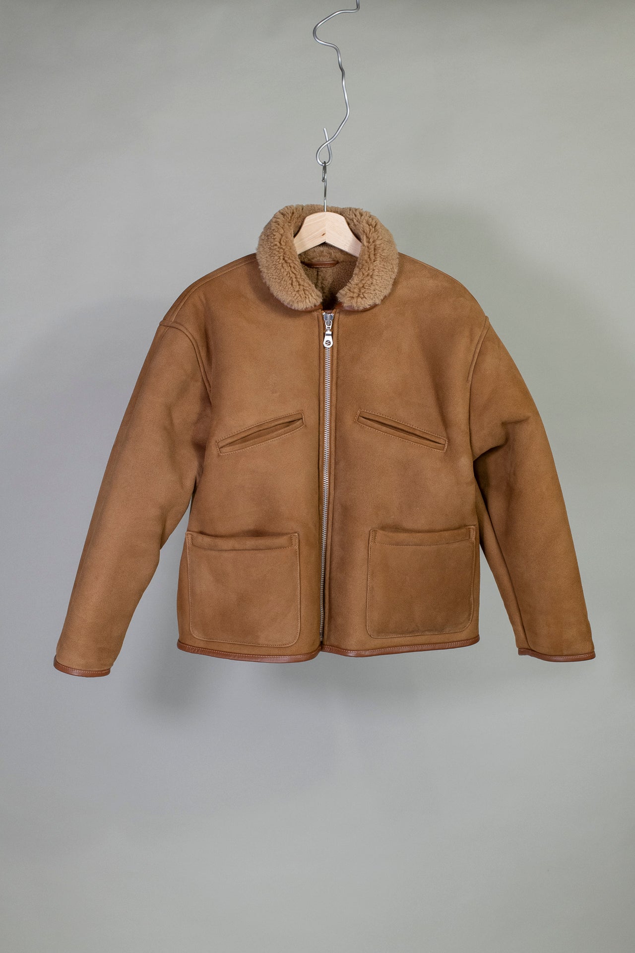 Suede Back Curly Hair Sheepskin Flying Jacket