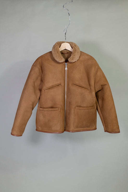 Suede Back Curly Hair Sheepskin Flying Jacket