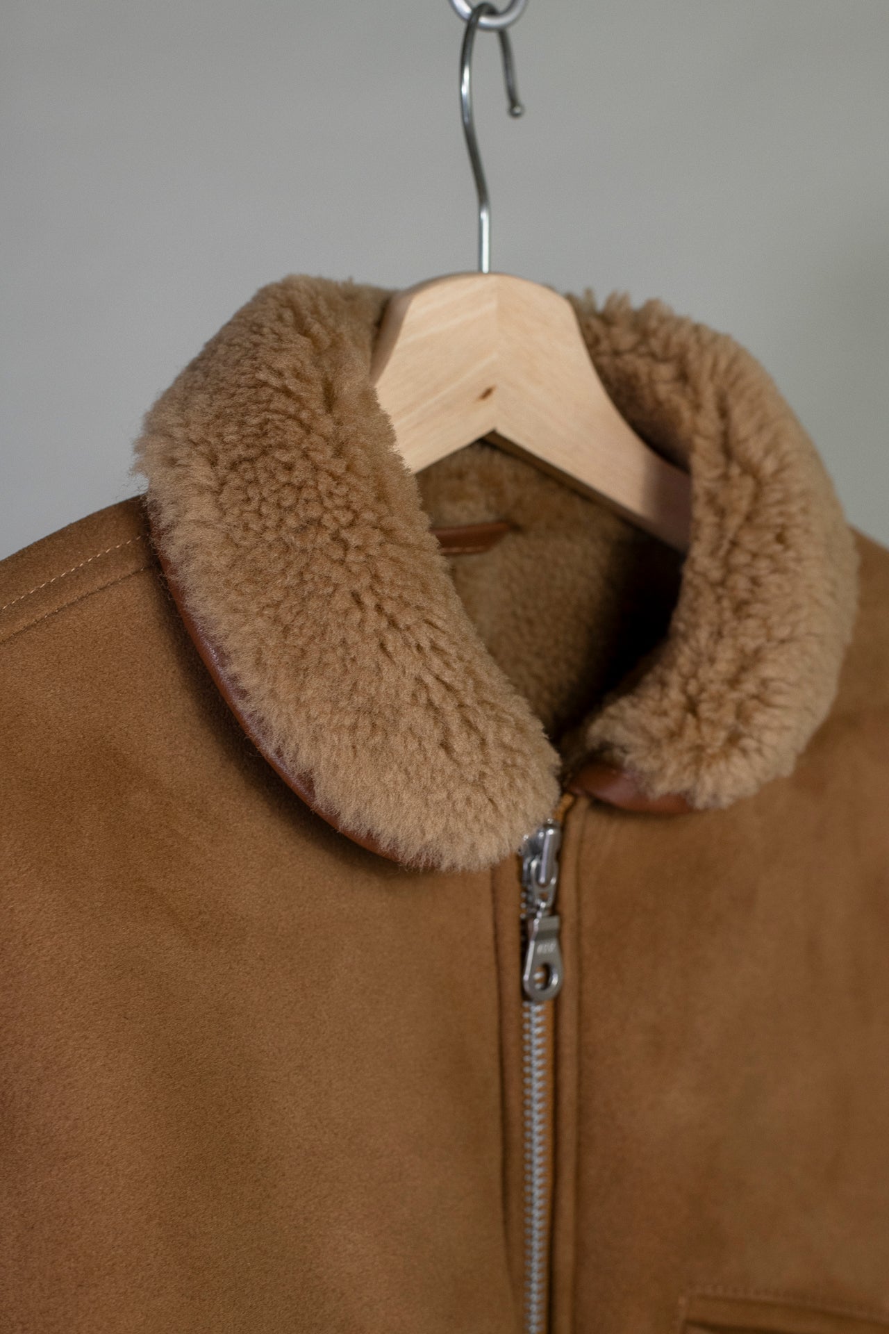 Suede Back Curly Hair Sheepskin Flying Jacket
