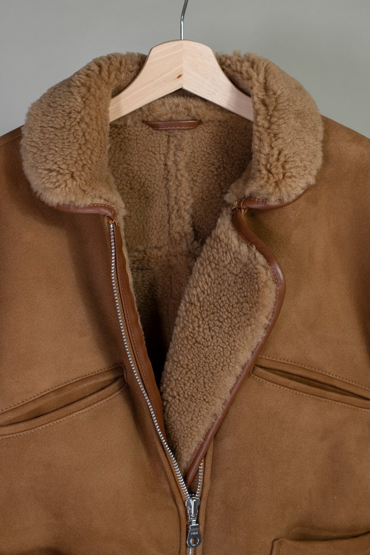 Suede Back Curly Hair Sheepskin Flying Jacket
