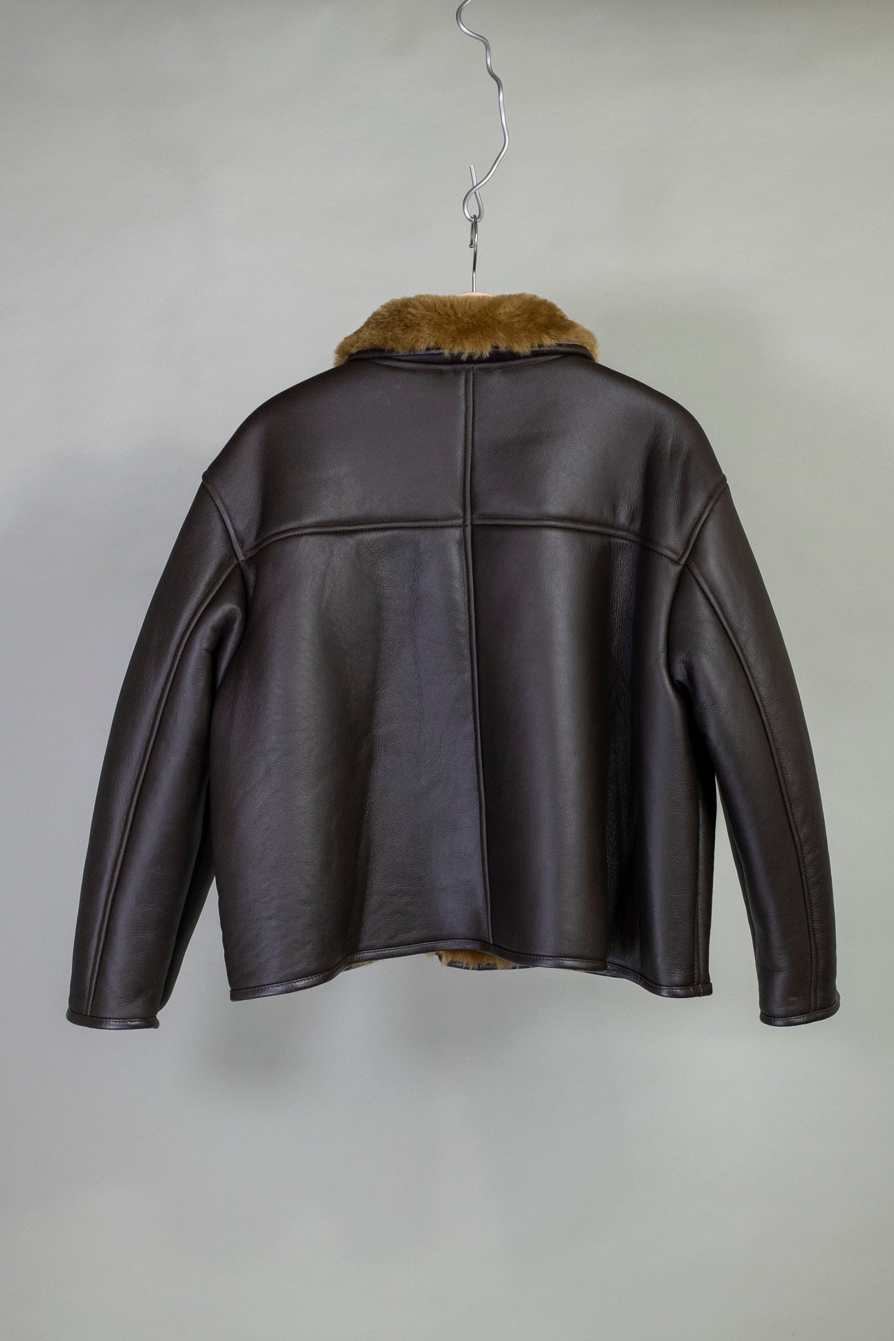 Leather Back Straight Hair Flying Jacket
