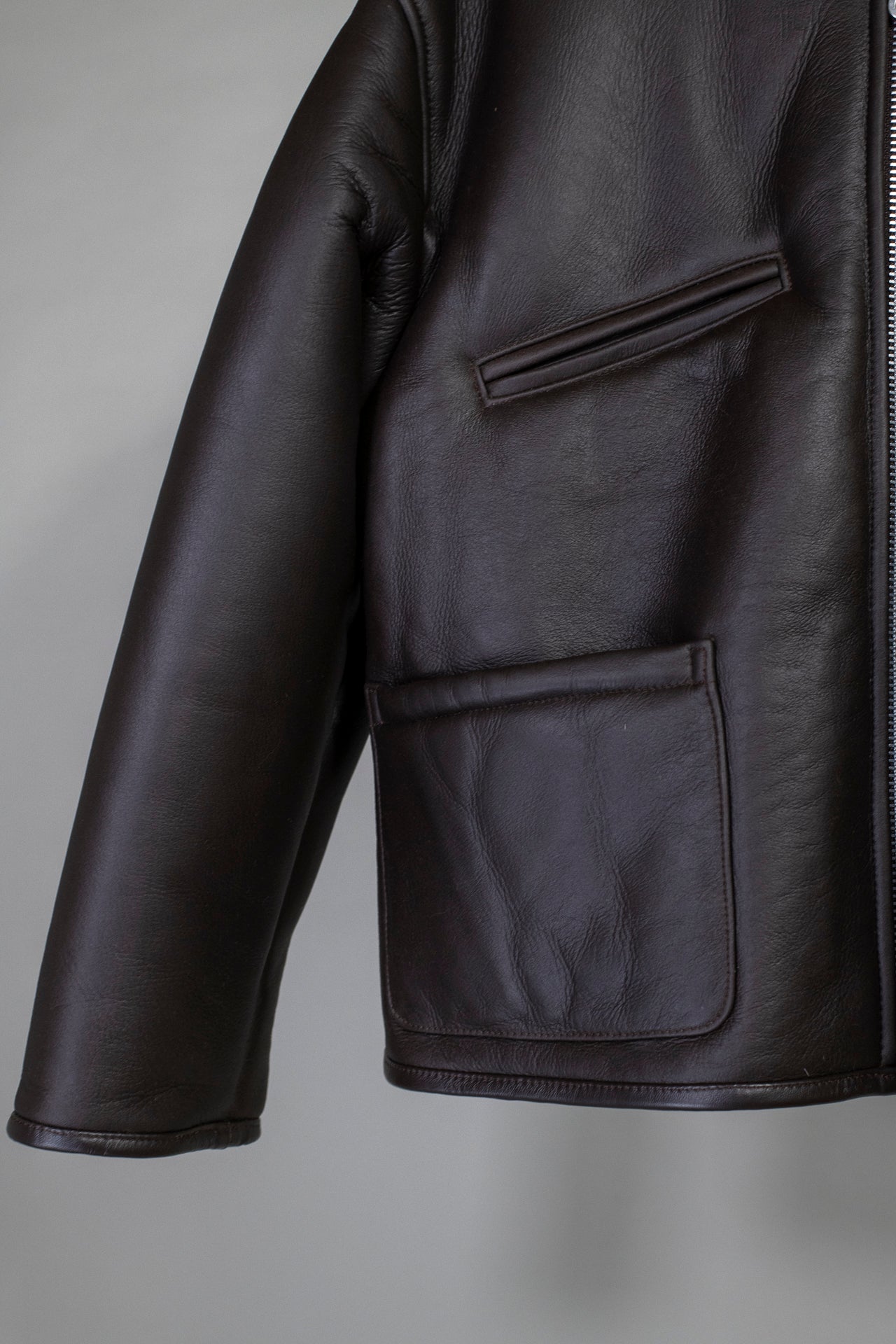 Leather Back Straight Hair Flying Jacket