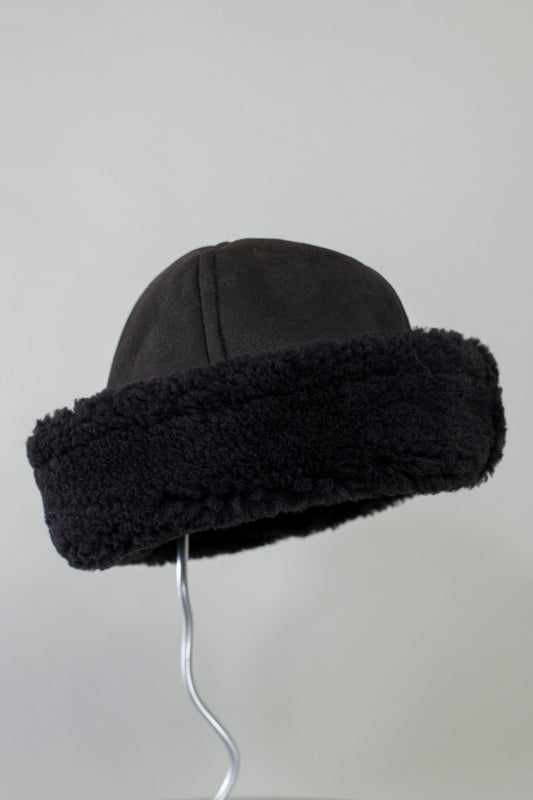 Suede Back Curly Sheepskin Cap