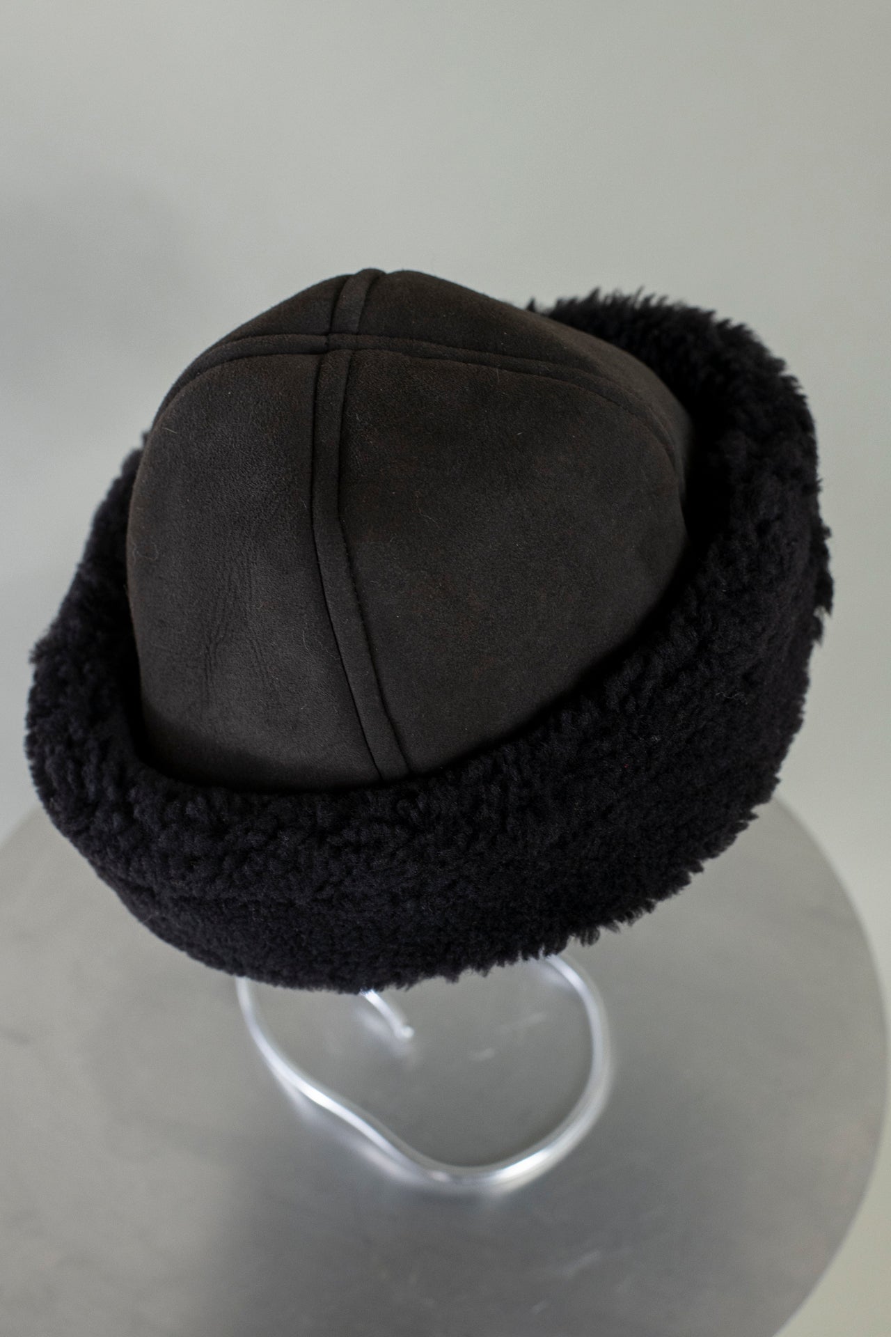 Suede Back Curly Sheepskin Cap