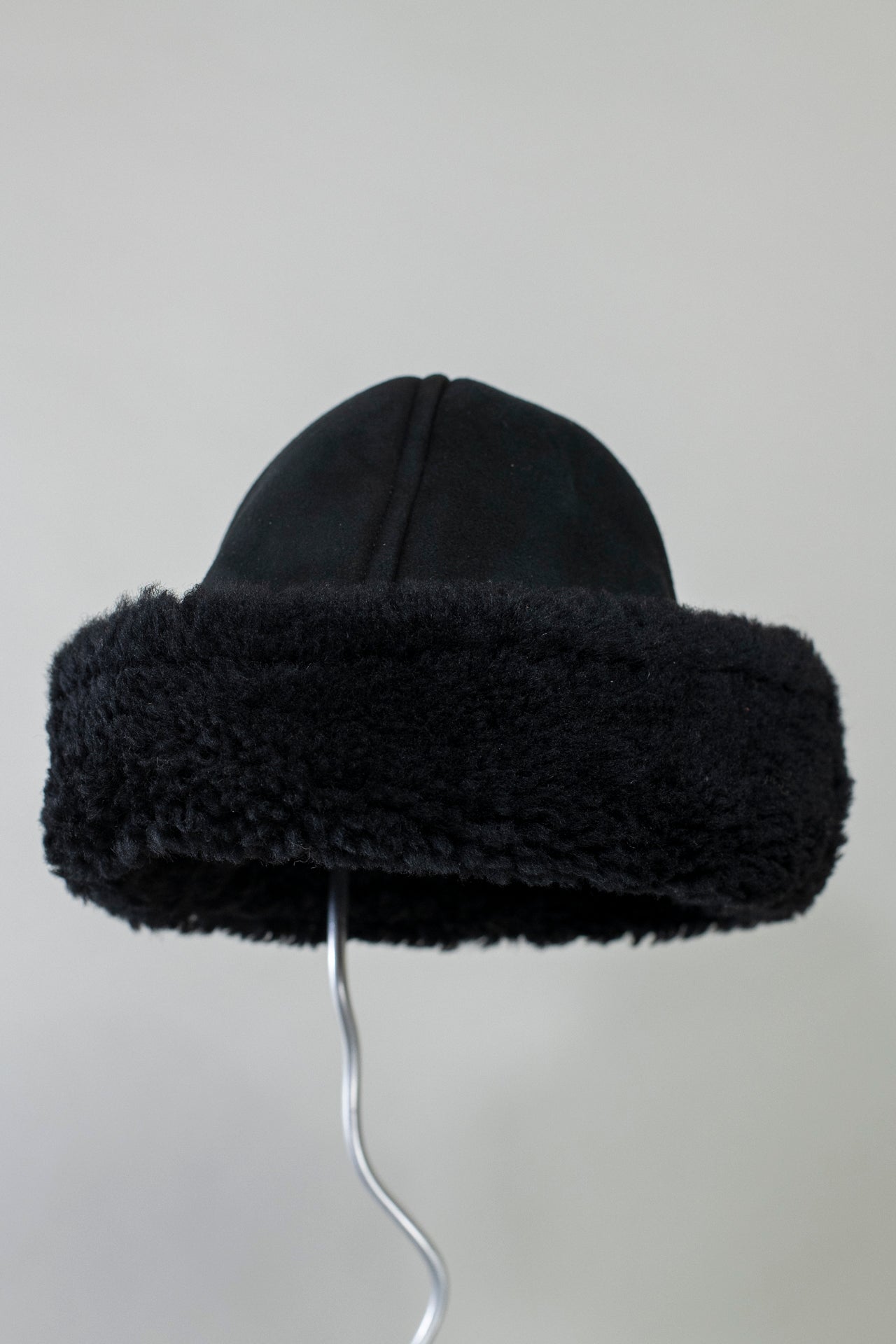 Suede Back Curly Sheepskin Cap