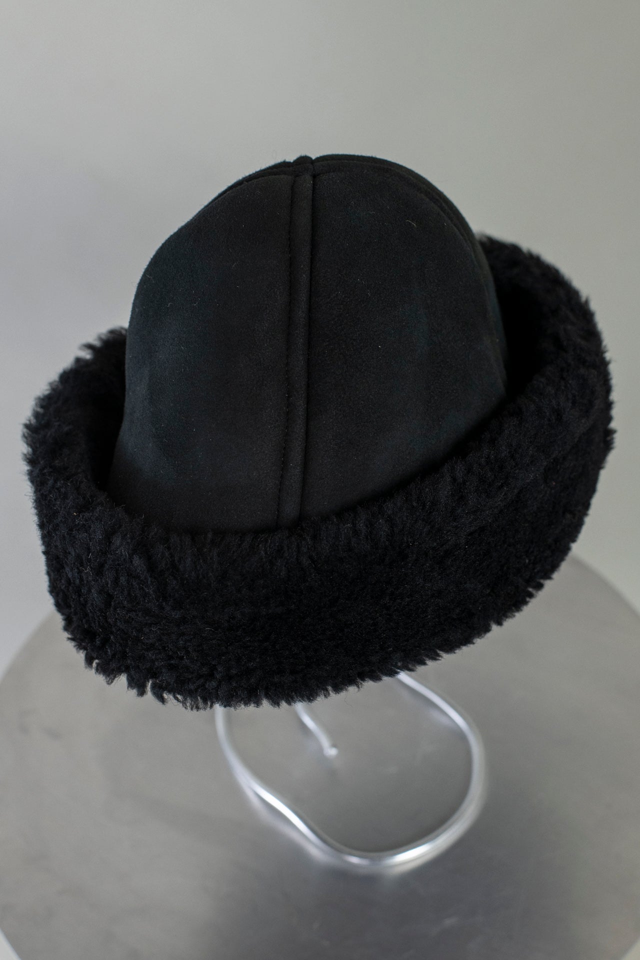 Suede Back Curly Sheepskin Cap