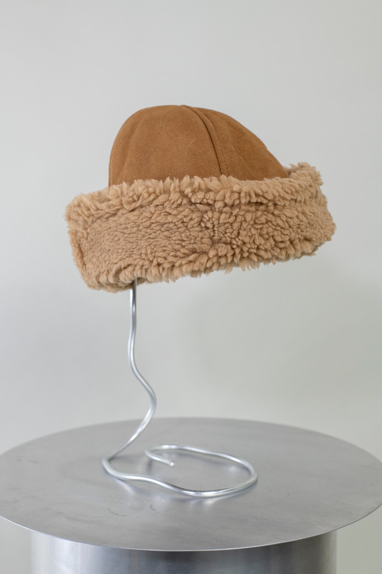 Suede Back Curly Sheepskin Cap