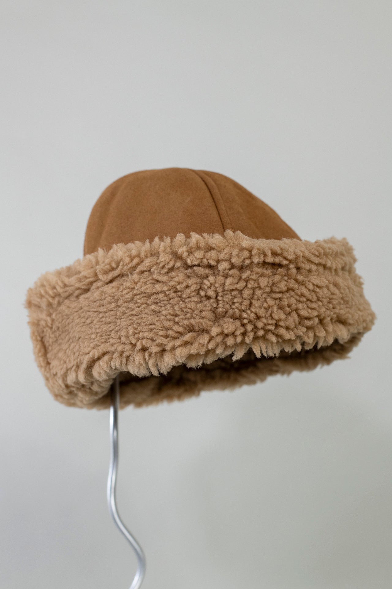 Suede Back Curly Sheepskin Cap