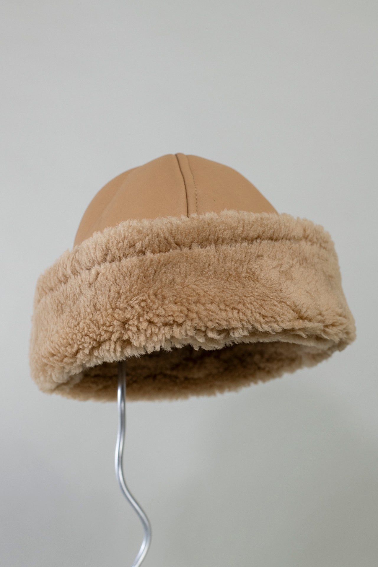 Leather Back Curly Hair Sheepskin Cap
