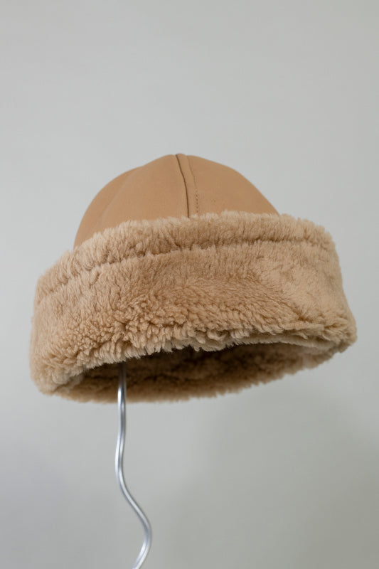 Leather Back Curly Hair Sheepskin Cap