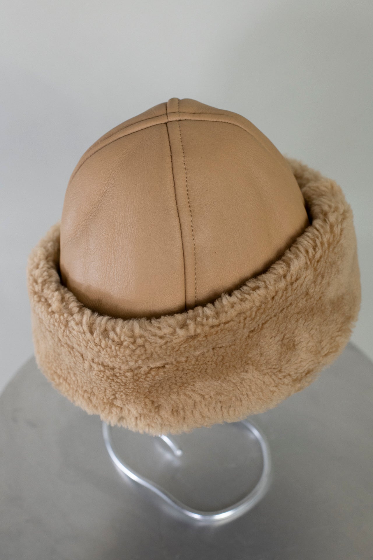 Leather Back Curly Hair Sheepskin Cap