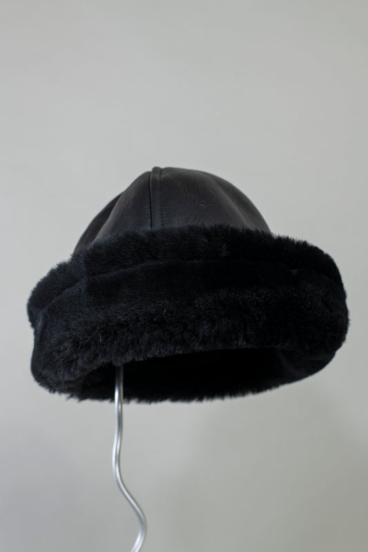 Leather Back Curly Hair Sheepskin Cap