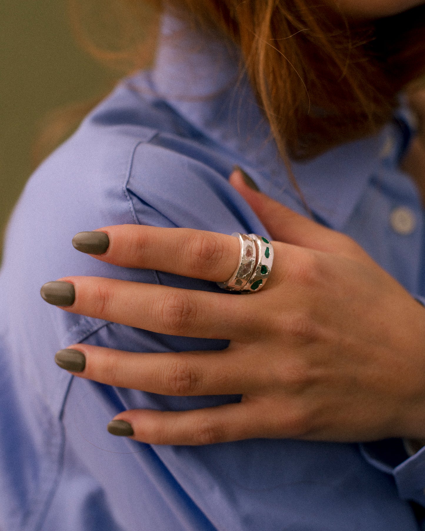 Raw White Sapphire Scatter Band -Ring
