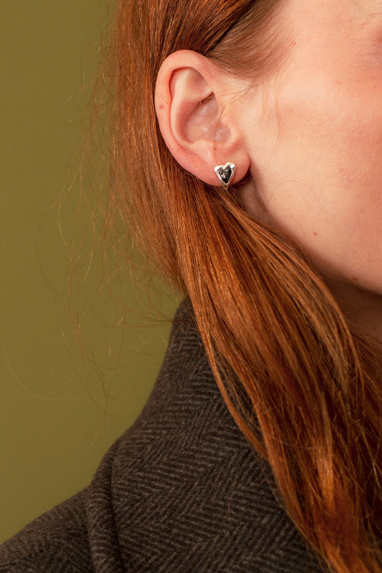 Heart Shaped Blue Sapphire Stud - Earring