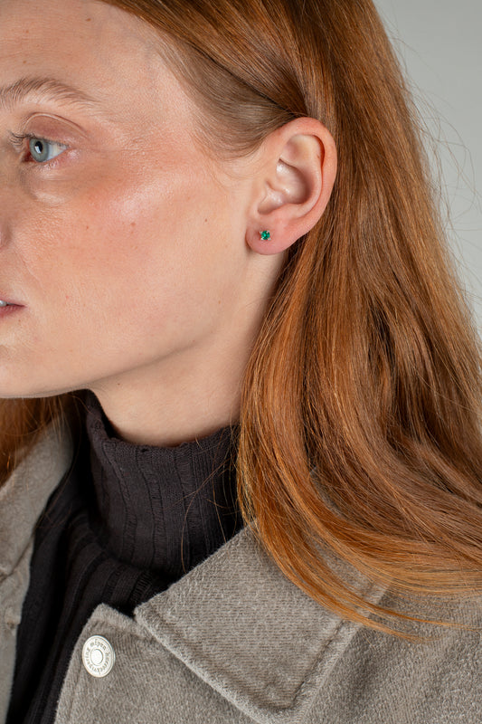 Cut Emerald Stud - Earring