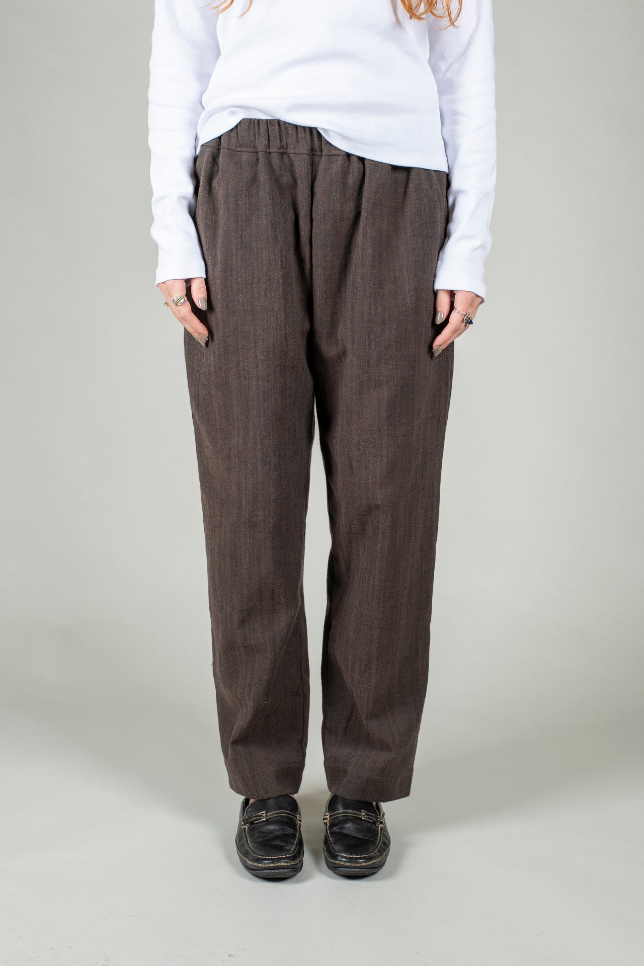 Cafe Pant - Brown Slub Cotton