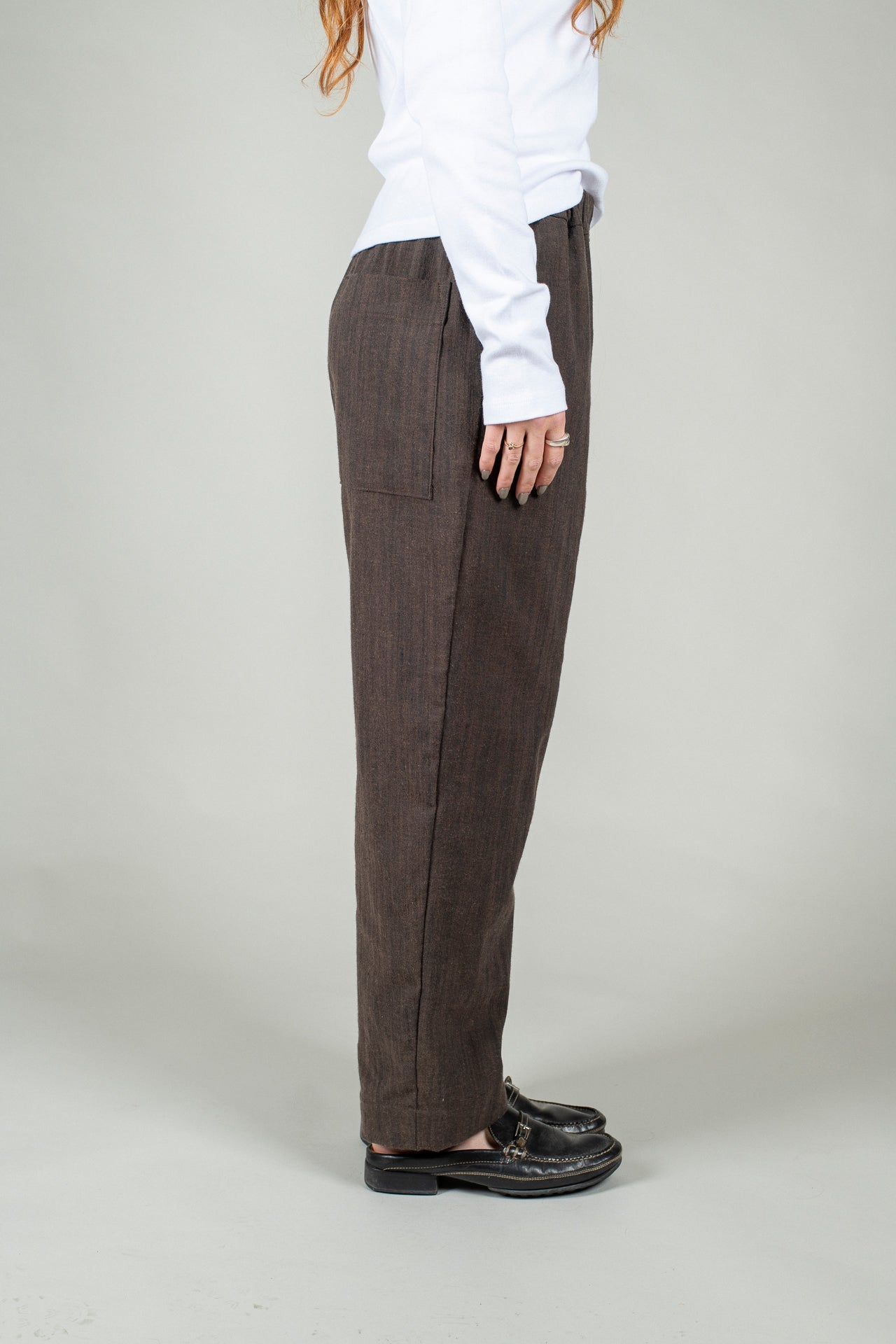 Cafe Pant - Brown Slub Cotton