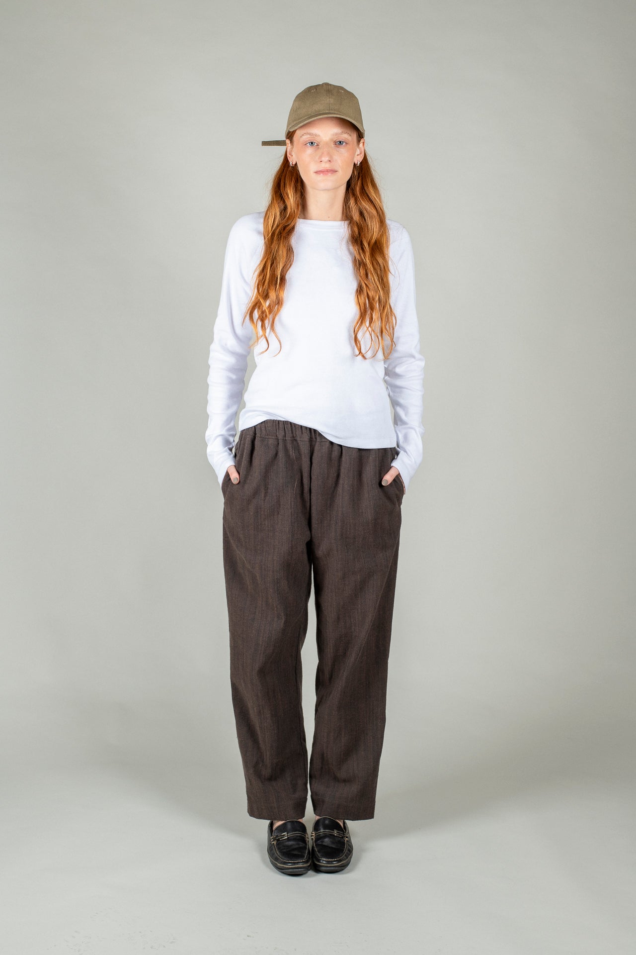 Cafe Pant - Brown Slub Cotton