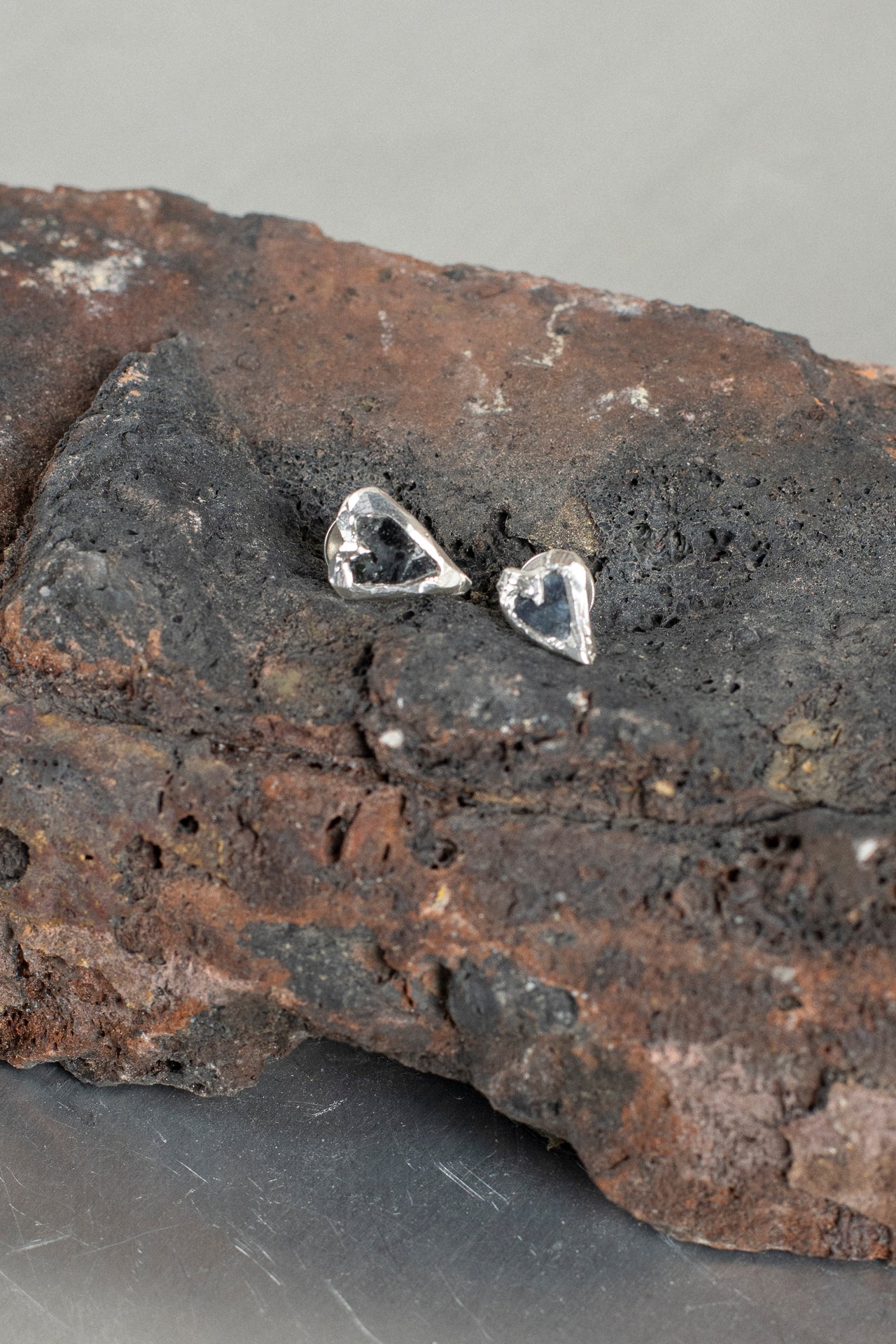 Heart Shaped Blue Sapphire Stud - Earring