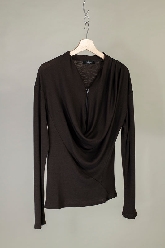 Cowl Neck Drape Long Sleeve