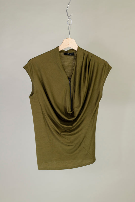 Cowl Neck Drape Tank- Merino Wool