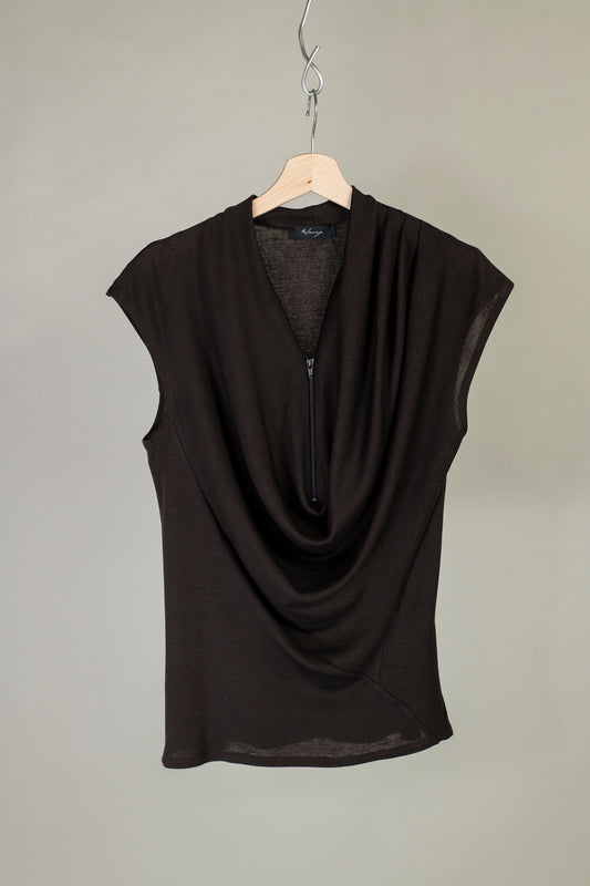 Cowl Neck Drape Tank - Wool Silk