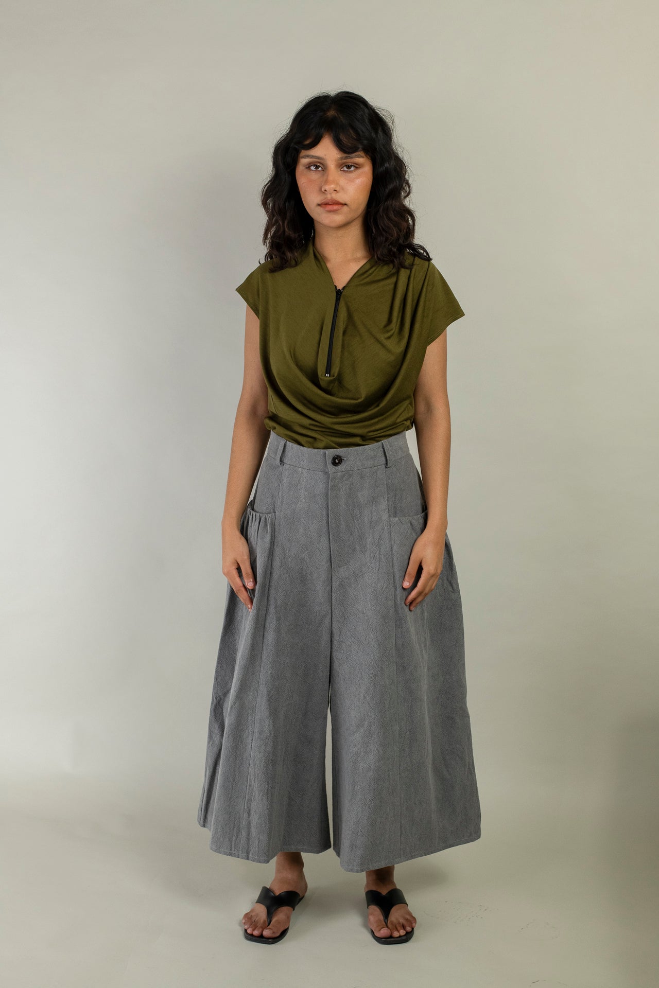 Gathered Wide Leg Culotte