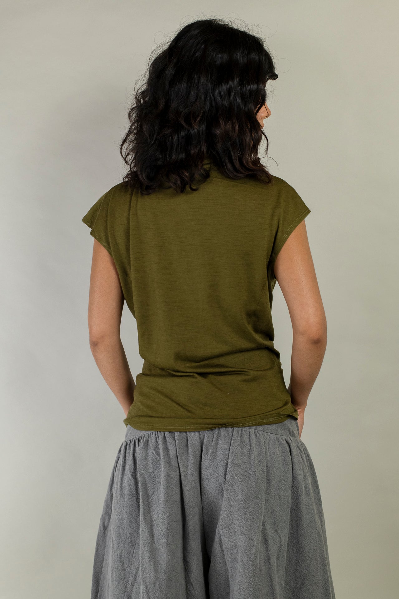 Cowl Neck Drape Tank- Merino Wool