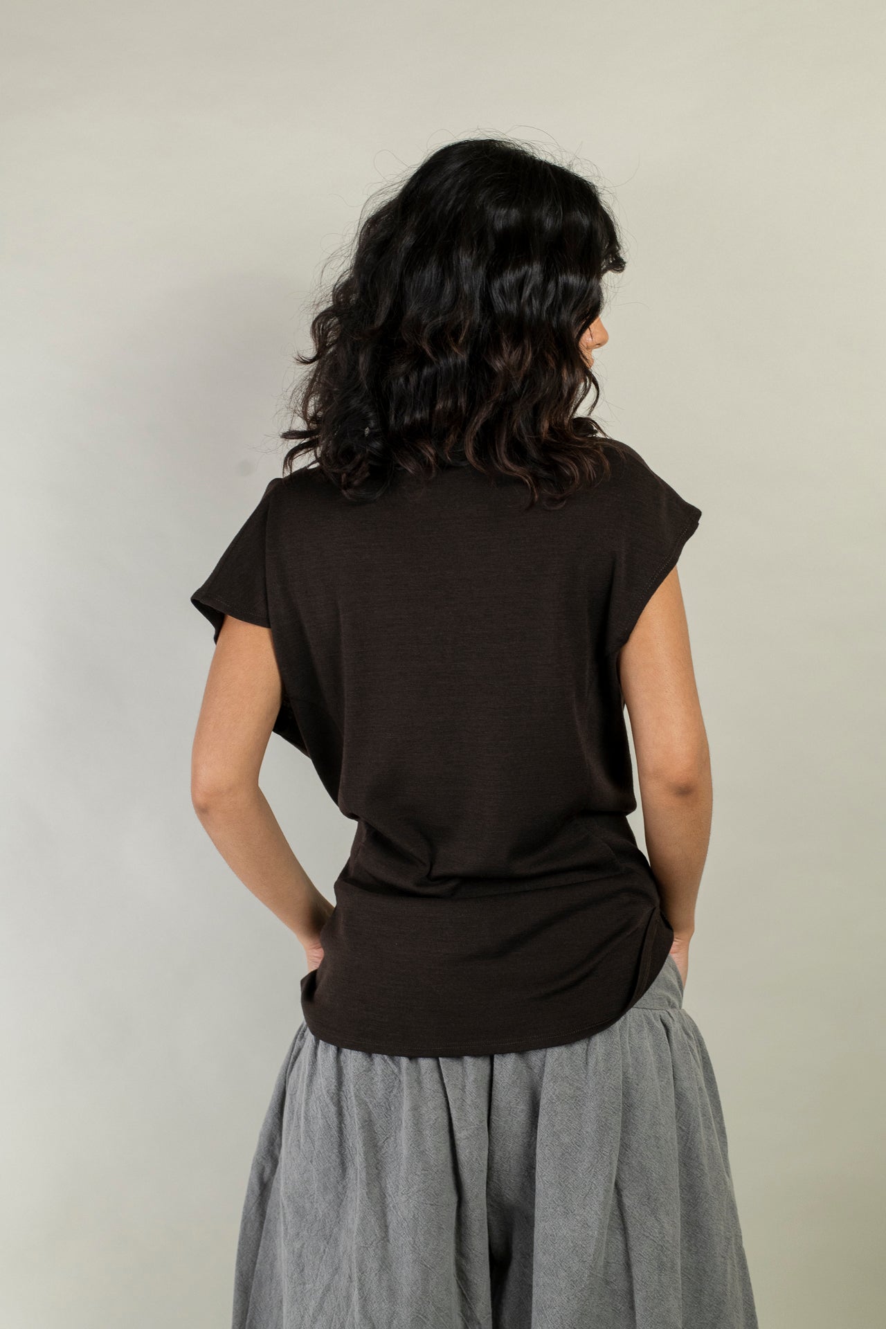 Cowl Neck Drape Tank - Wool Silk