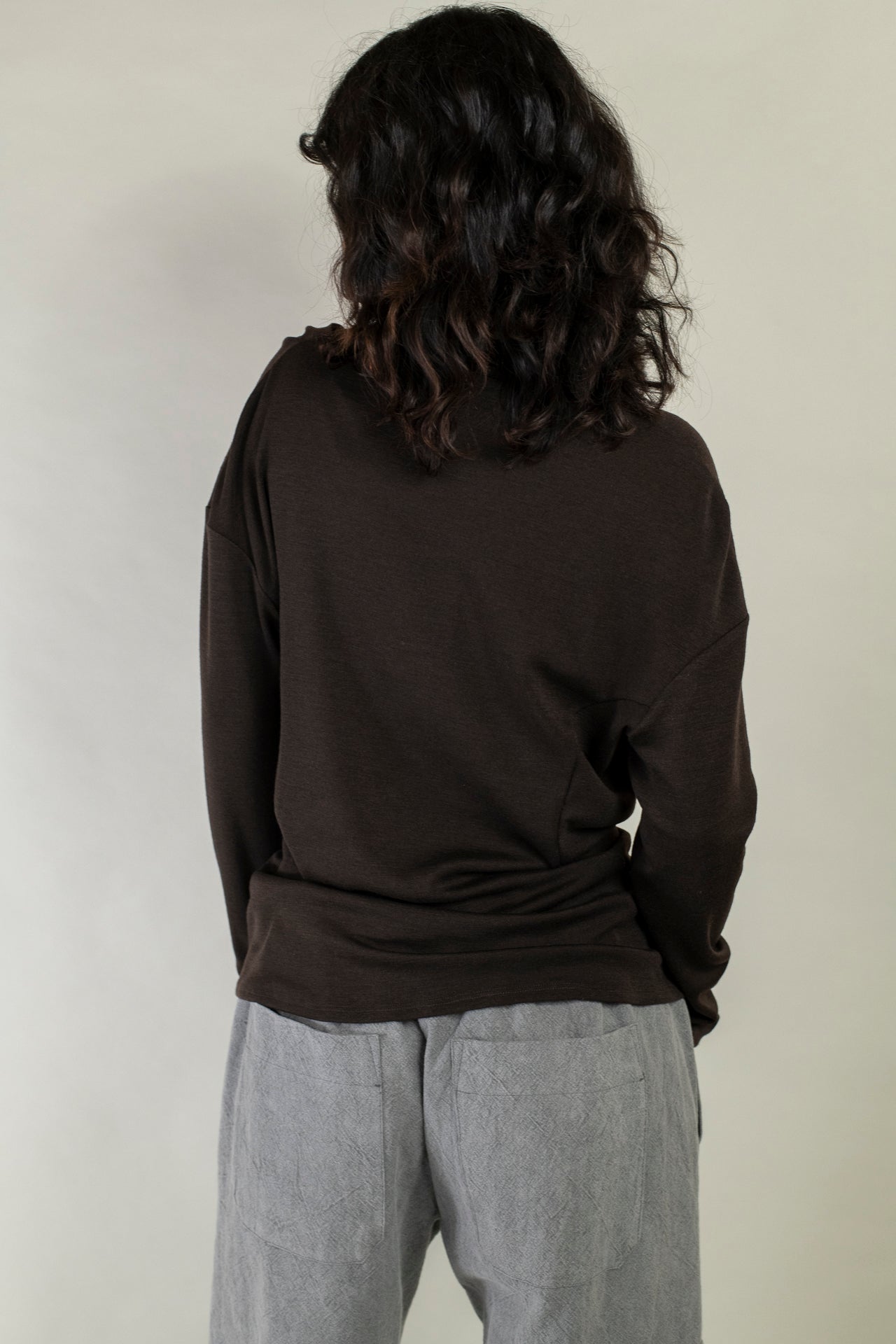 Cowl Neck Drape Long Sleeve